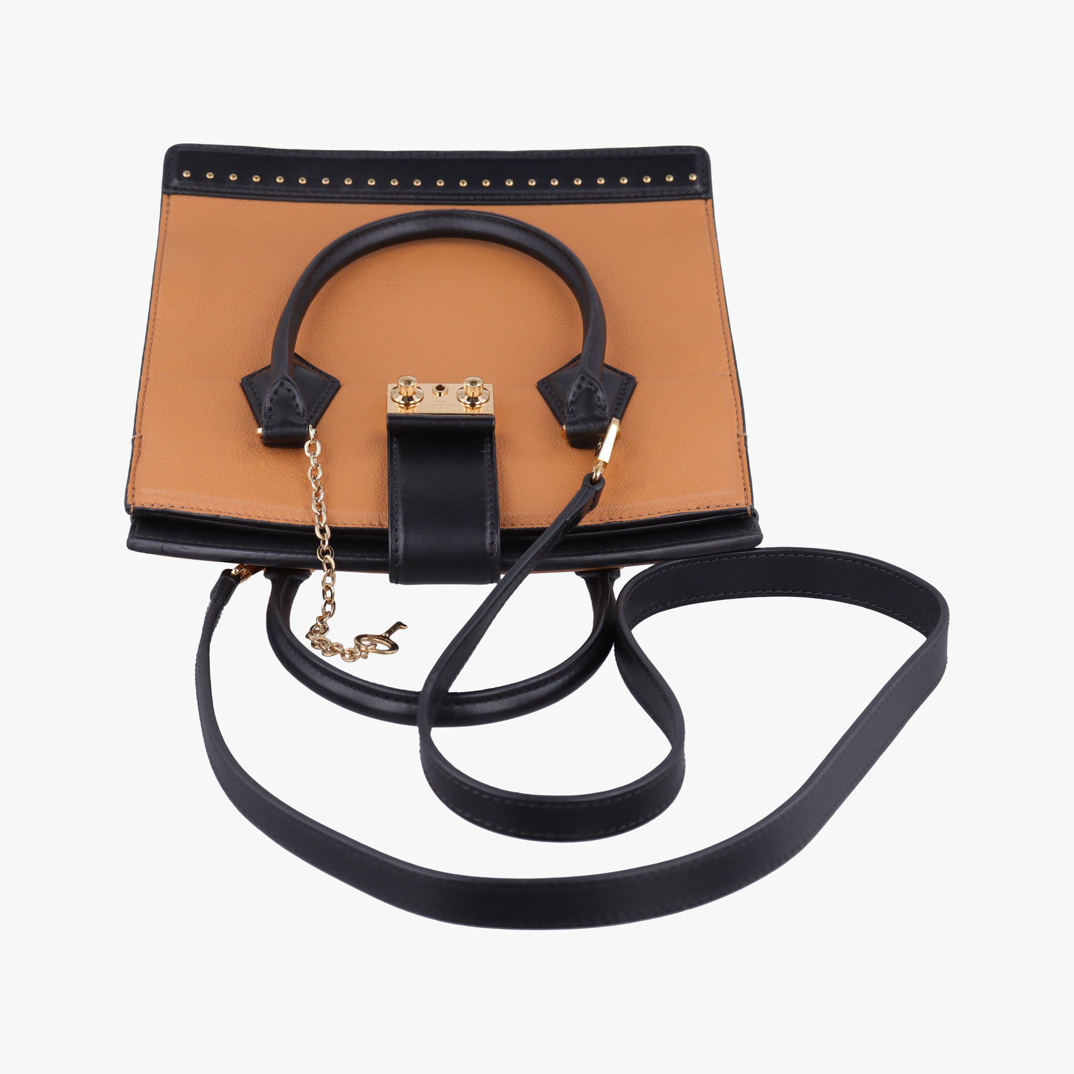 Pre-owned Louis Vuitton Studs Bicolor Beige×Black Leather M51654 shoulderbag | stylenewstar