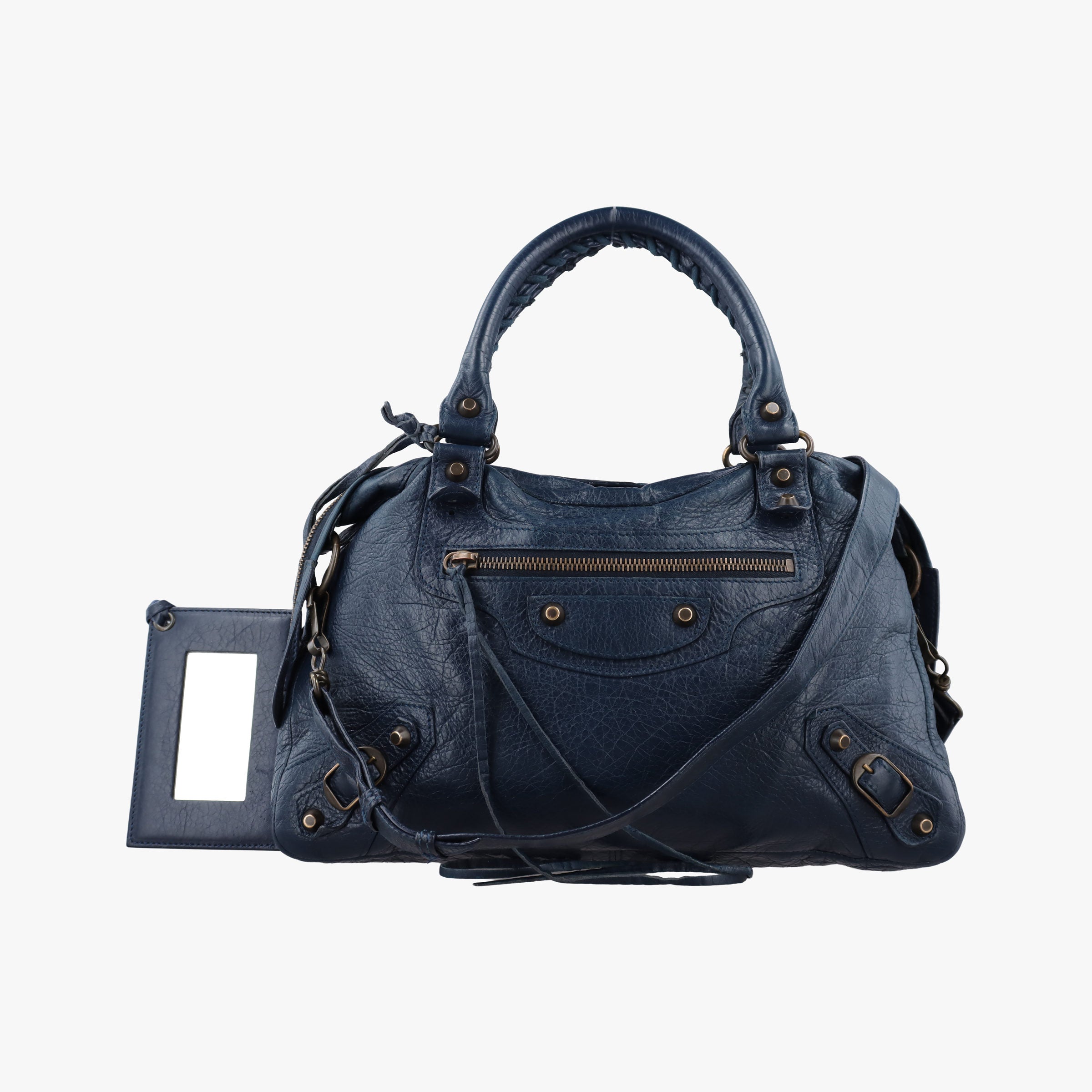 Pre-owned Balenciaga Giant City Navy lambskin  shoulderbag | stylenewstar