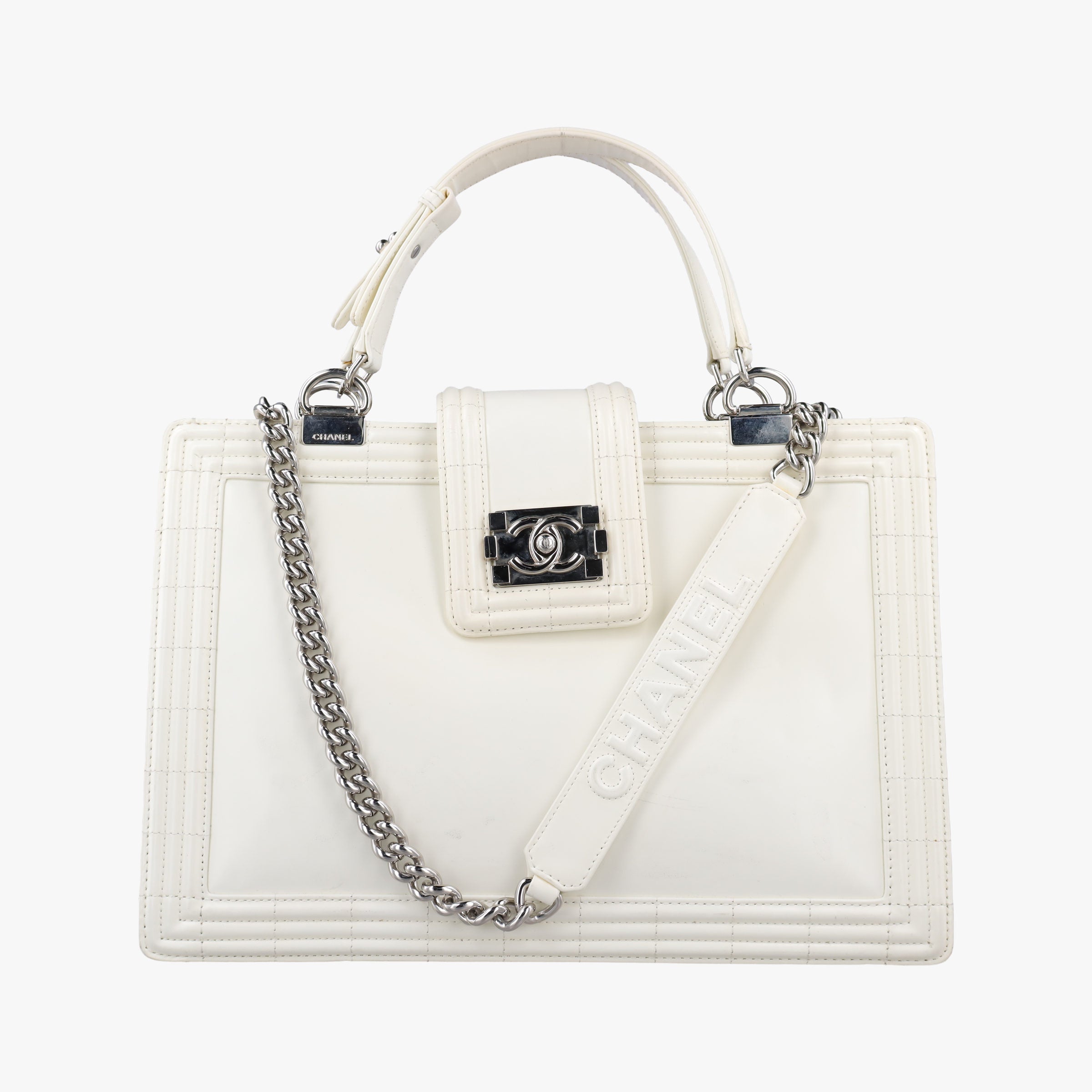 Pre-owned Chanel Boy Chanel White Leather A67019 shoulderbag | stylenewstar