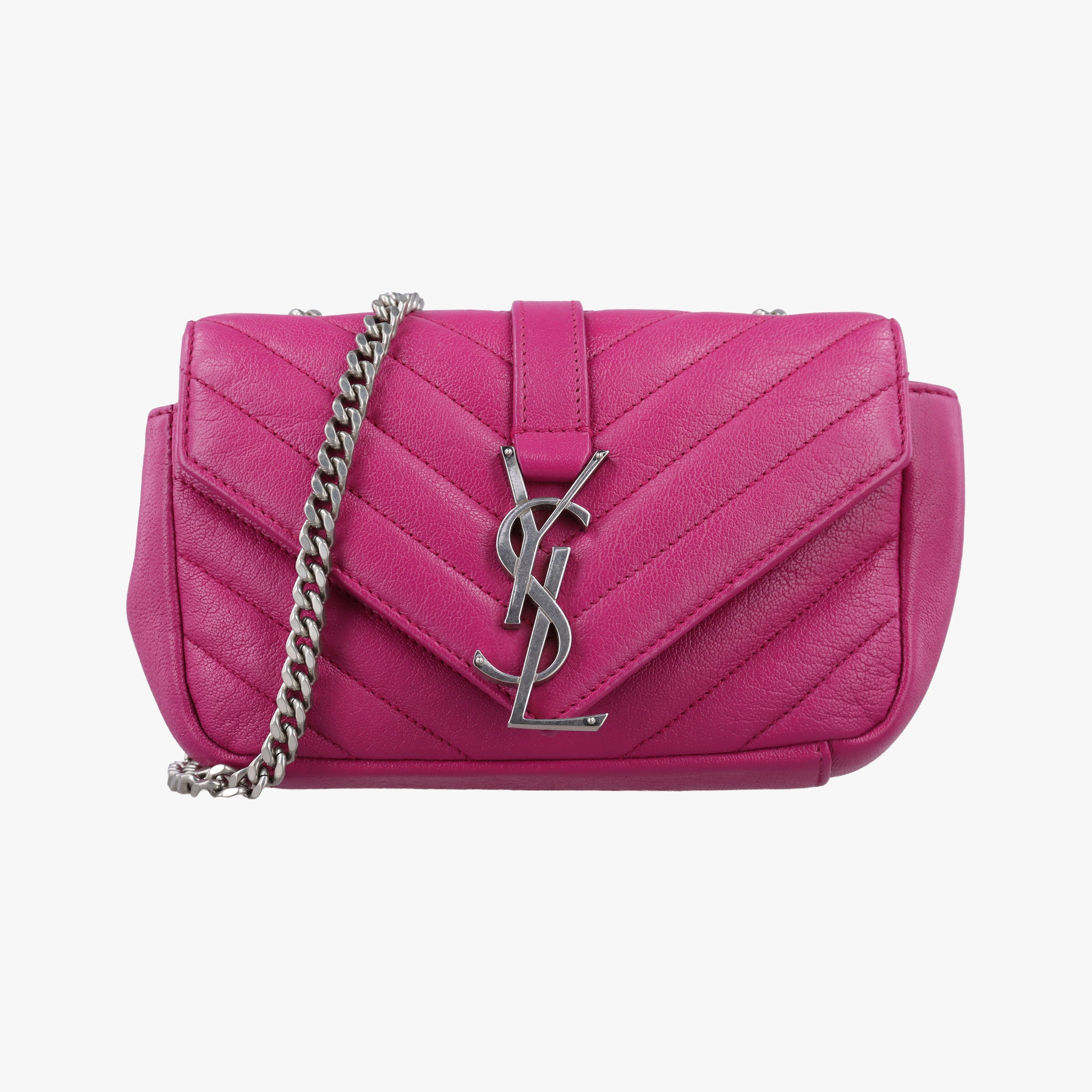 Pre-owned Yves Saint Laurent Baby Chai Rose Leather 399289 shoulderbag | stylenewstar