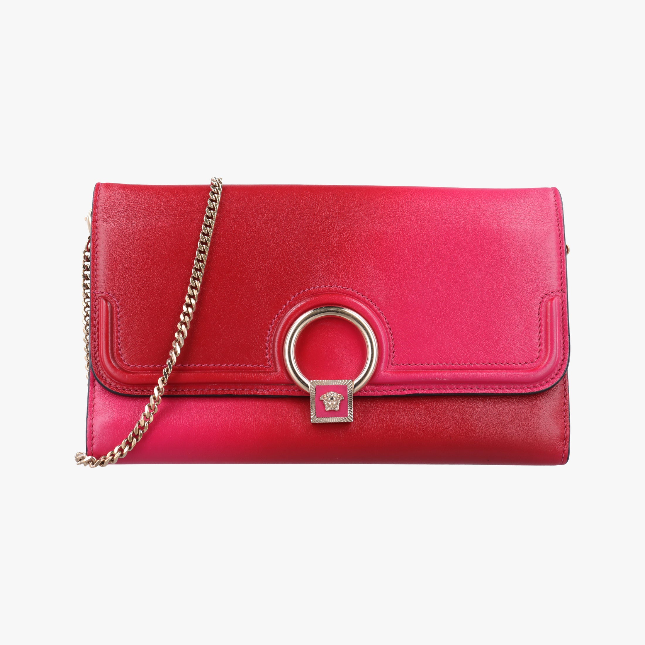Pre-owned VERSACE DV One Medusa  Red Leather  shoulderbag | stylenewstar