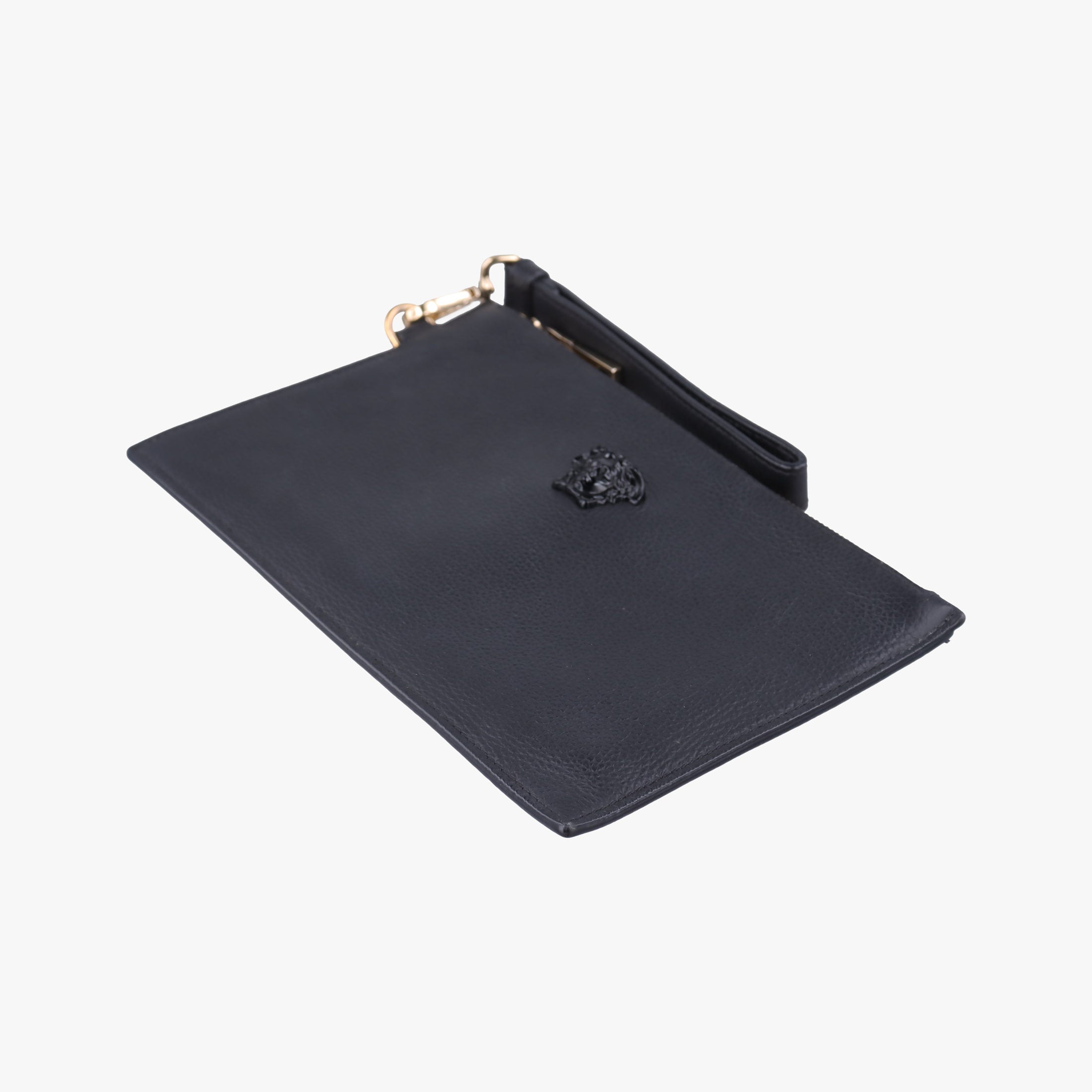 Pre-owned VERSACE La Medusa Black Leather  clutchbag | stylenewstar