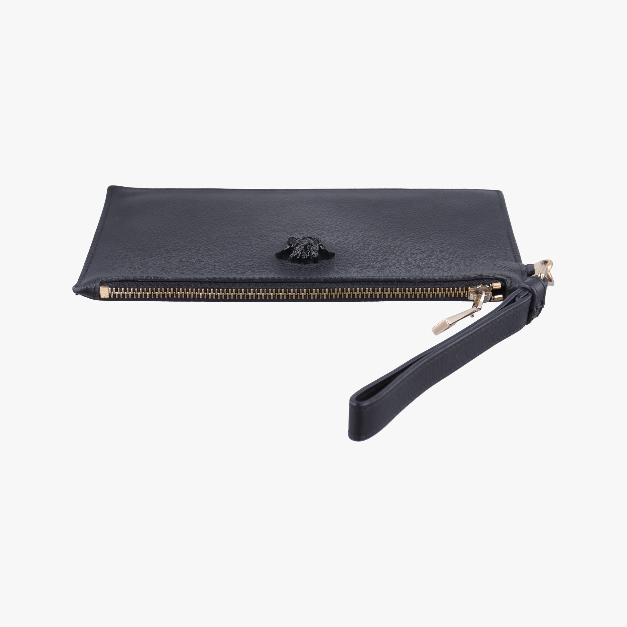 Pre-owned VERSACE La Medusa Black Leather  clutchbag | stylenewstar