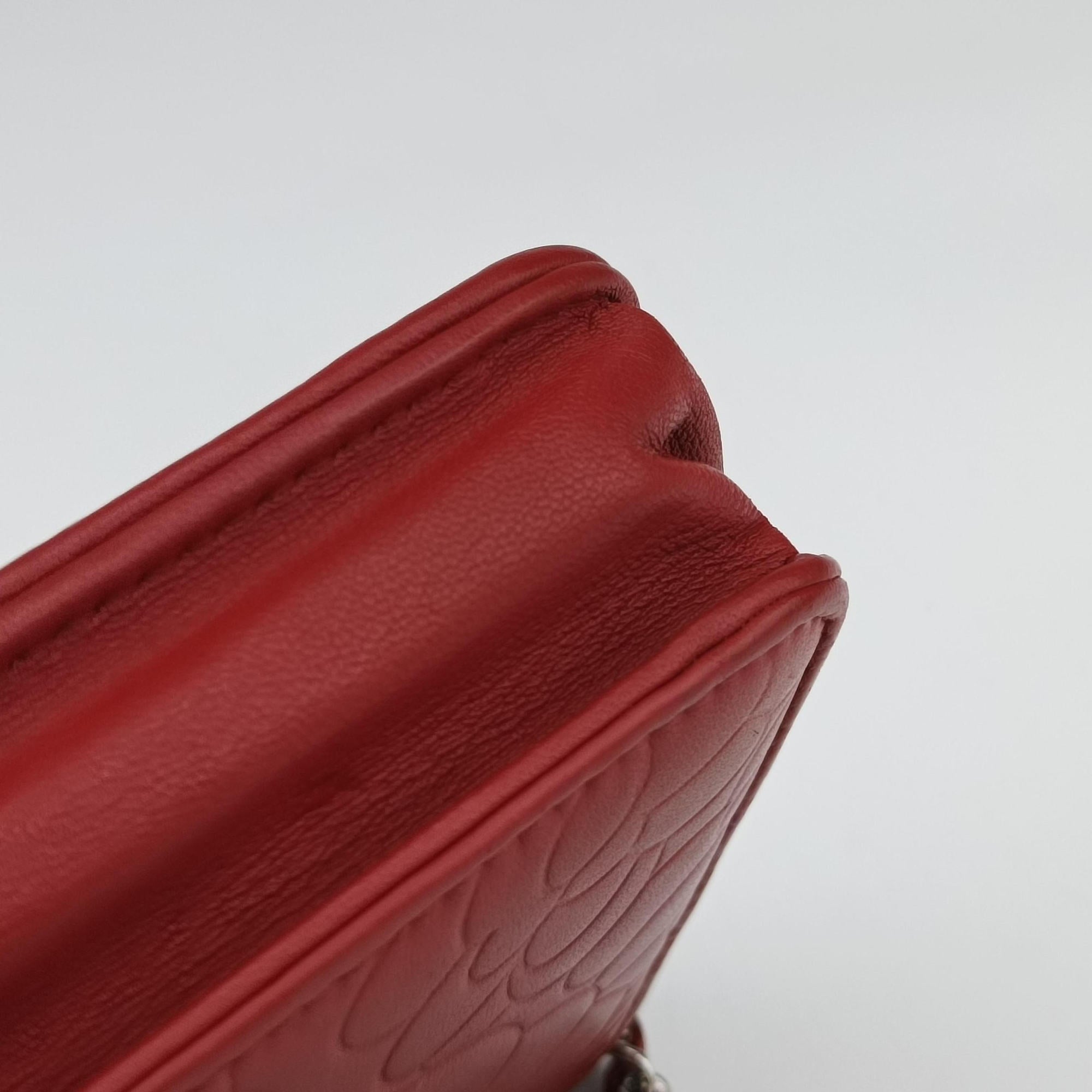 Pre-owned Chanel camellia Red lambskin A47421 shoulderbag | stylenewstar