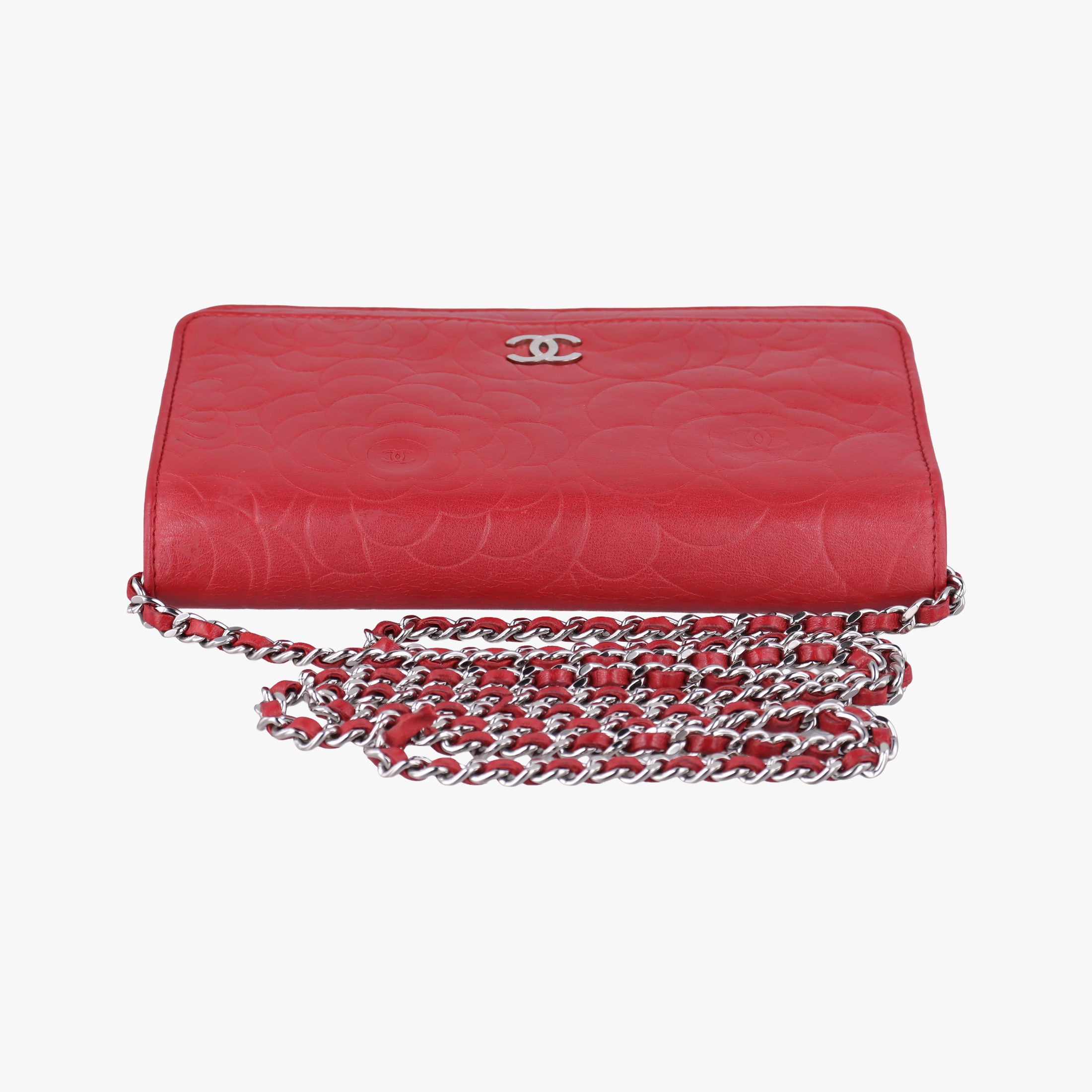 Pre-owned Chanel camellia Red lambskin A47421 shoulderbag | stylenewstar