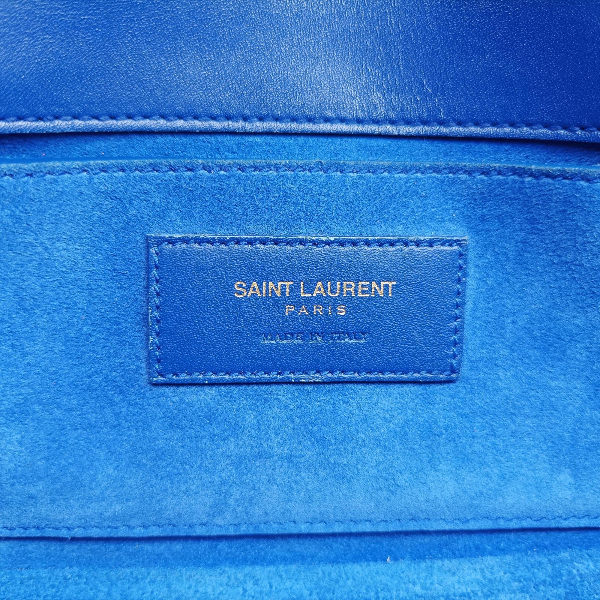 Pre-owned Yves Saint Laurent monogram university Blue Leather 367079 shoulderbag | stylenewstar