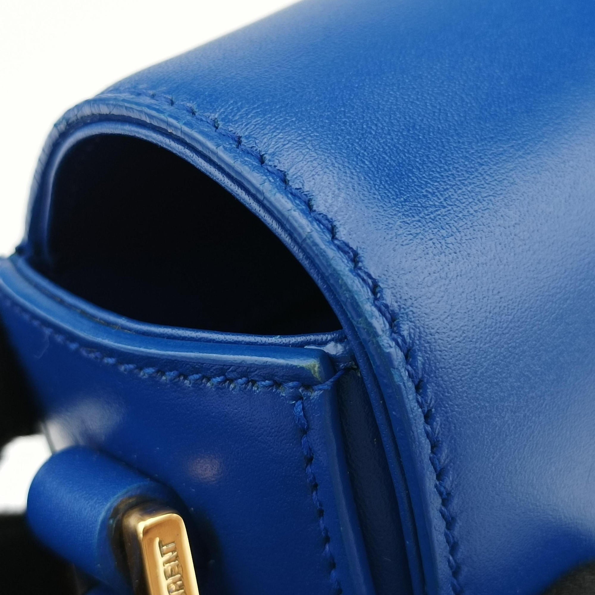 Pre-owned Yves Saint Laurent monogram university Blue Leather 367079 shoulderbag | stylenewstar