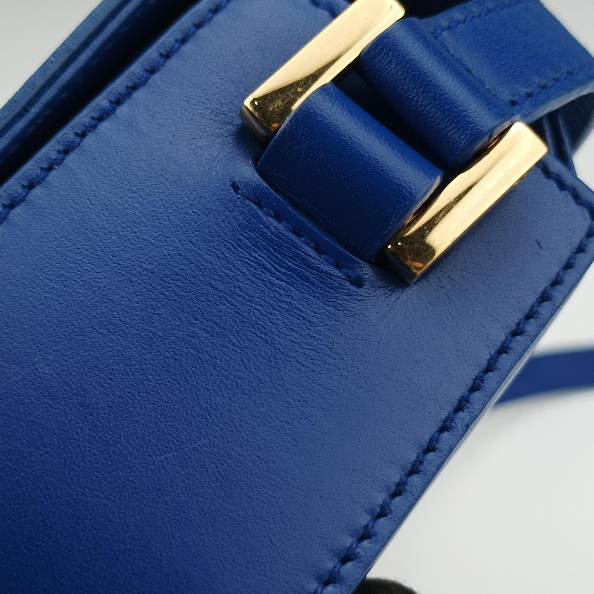 Pre-owned Yves Saint Laurent monogram university Blue Leather 367079 shoulderbag | stylenewstar
