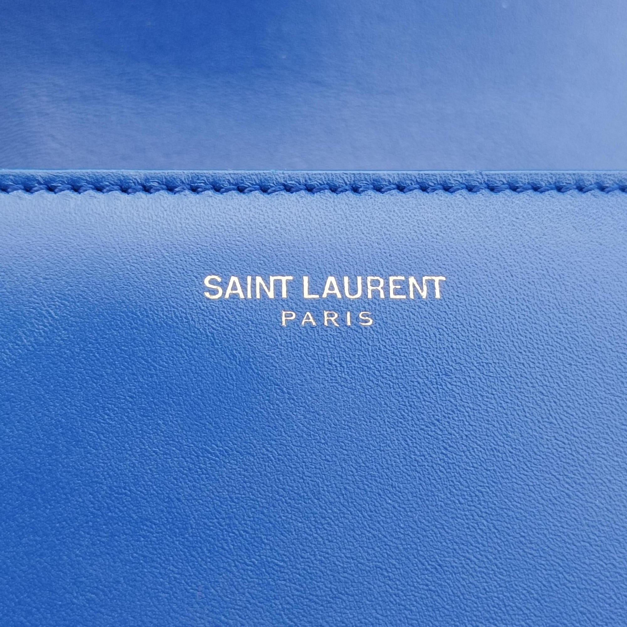 Pre-owned Yves Saint Laurent monogram university Blue Leather 367079 shoulderbag | stylenewstar