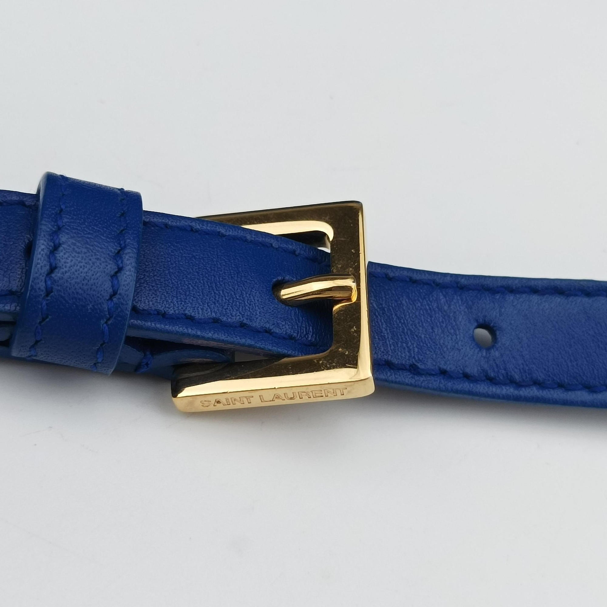 Pre-owned Yves Saint Laurent monogram university Blue Leather 367079 shoulderbag | stylenewstar
