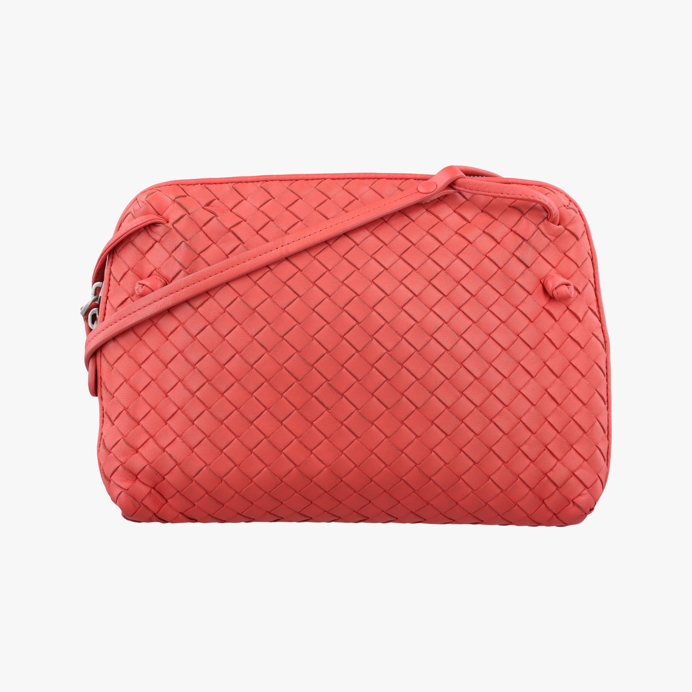 Pre-owned Bottega Veneta NODINI Intrecciato Red lambskin  shoulderbag | stylenewstar