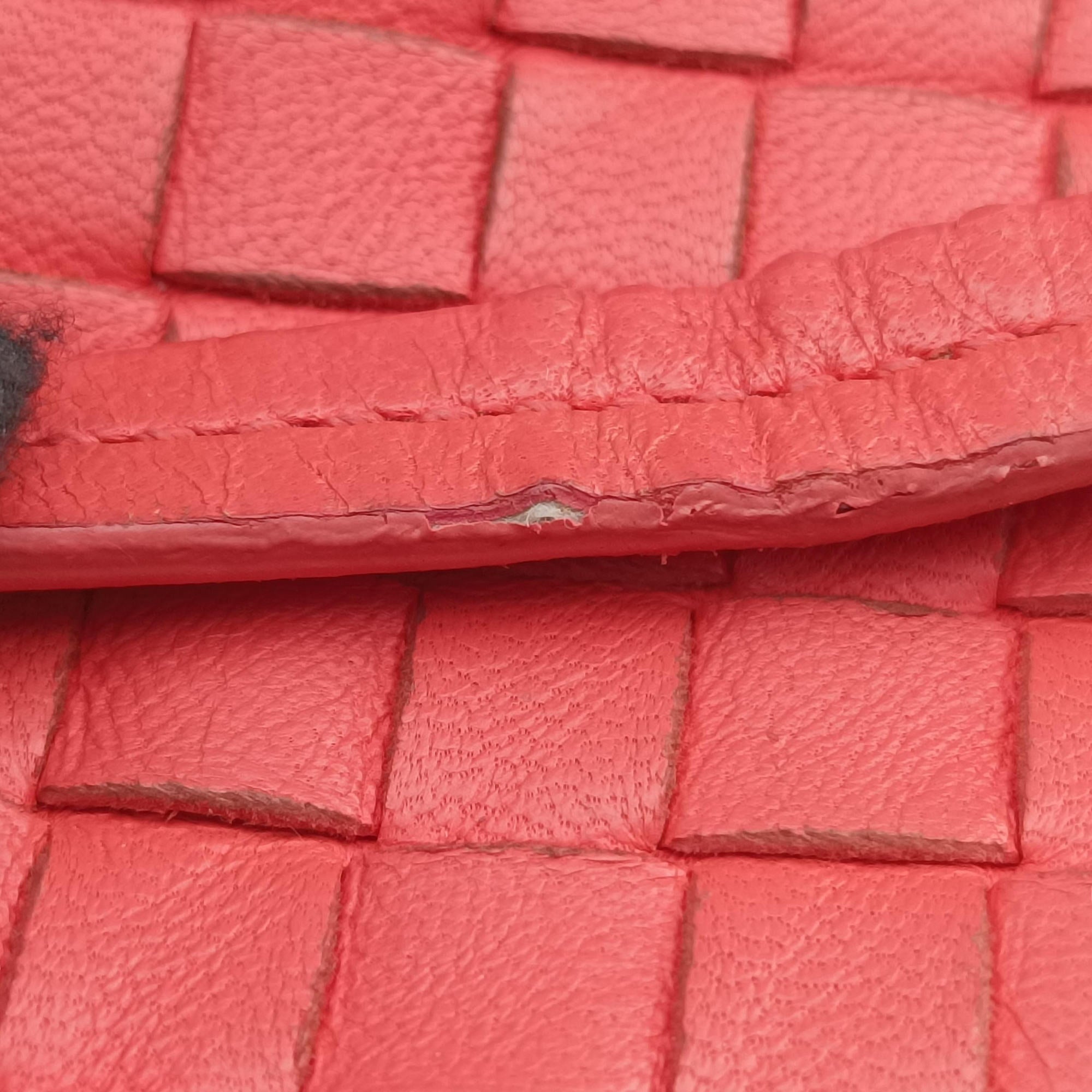 Pre-owned Bottega Veneta NODINI Intrecciato Red lambskin  shoulderbag | stylenewstar