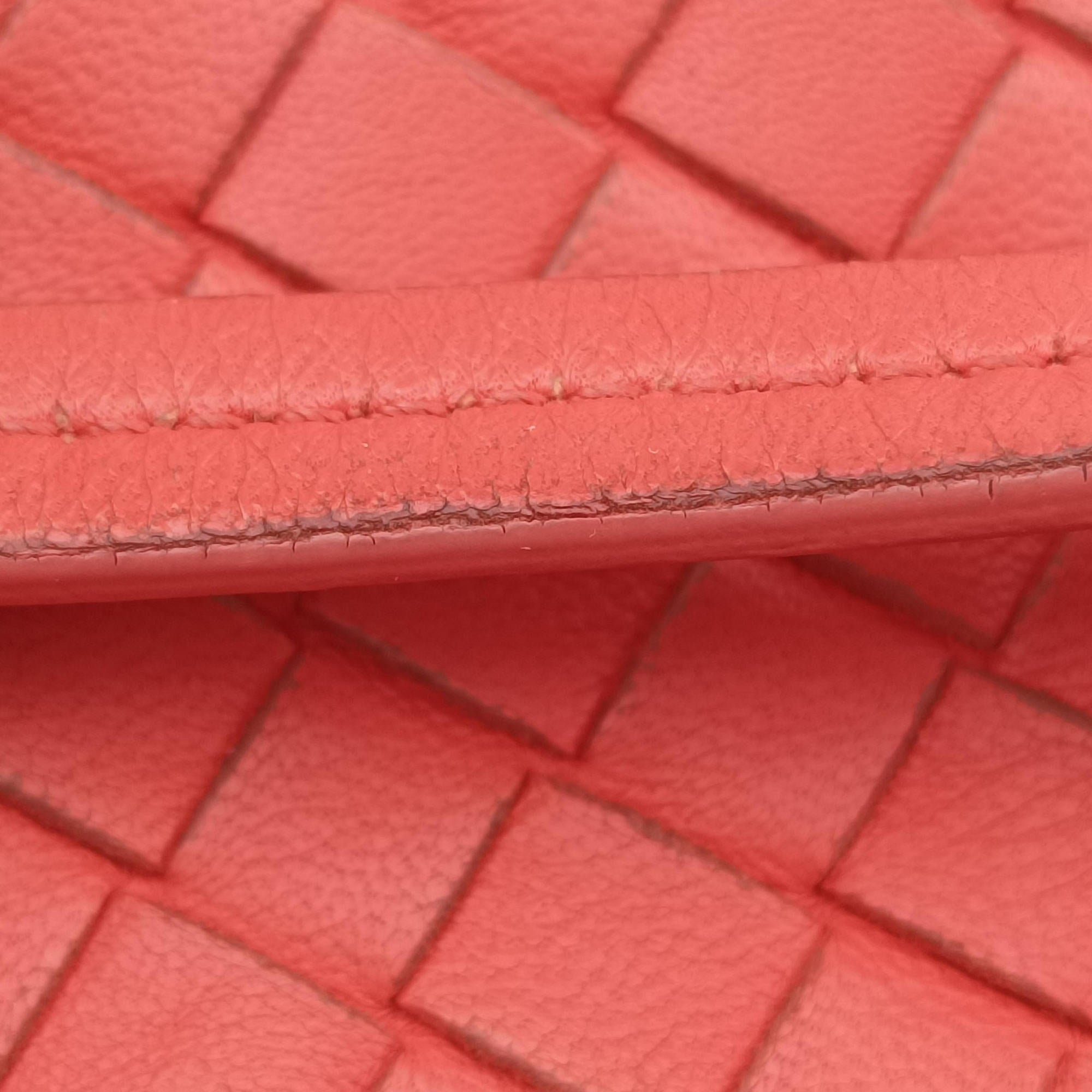 Pre-owned Bottega Veneta NODINI Intrecciato Red lambskin  shoulderbag | stylenewstar