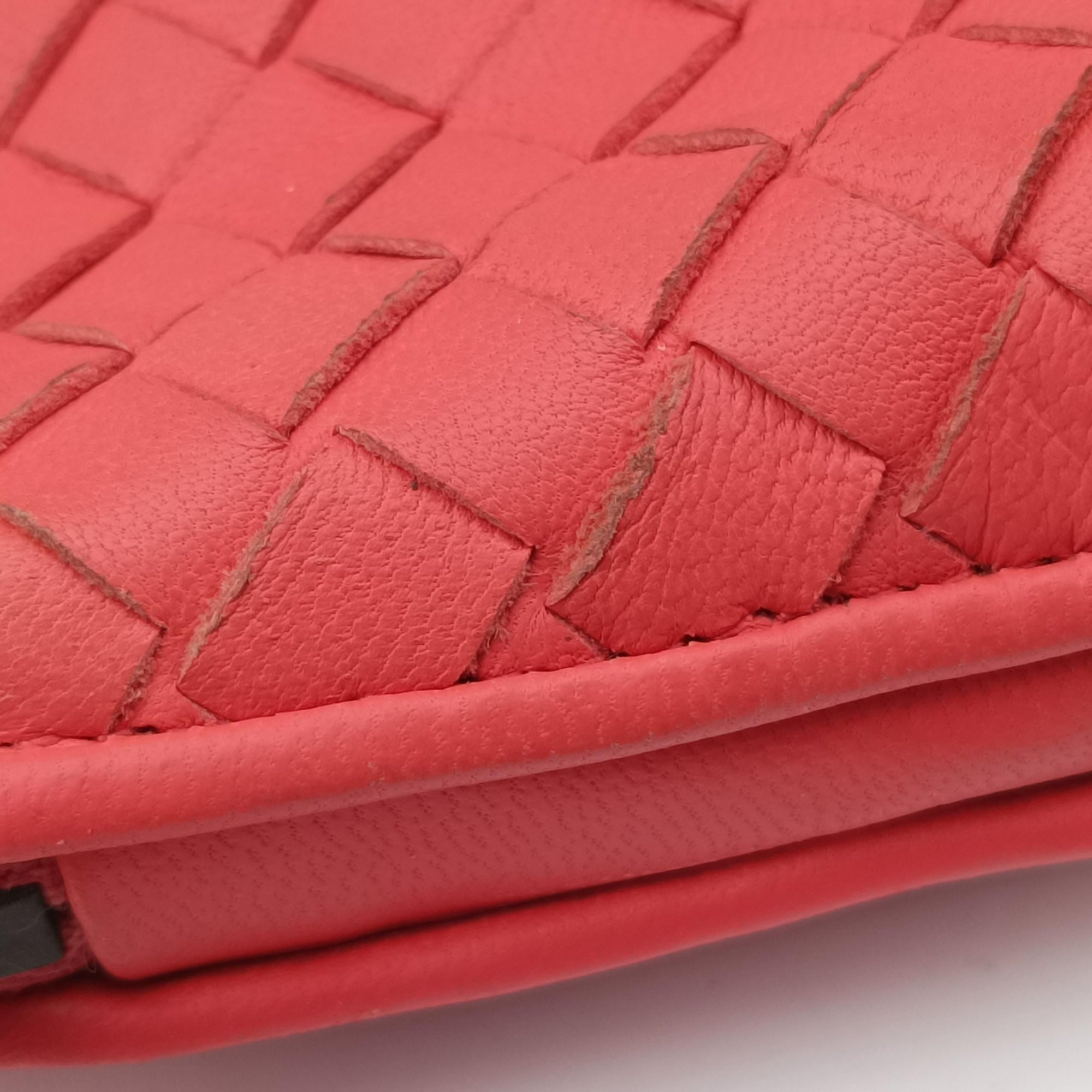 Pre-owned Bottega Veneta NODINI Intrecciato Red lambskin  shoulderbag | stylenewstar