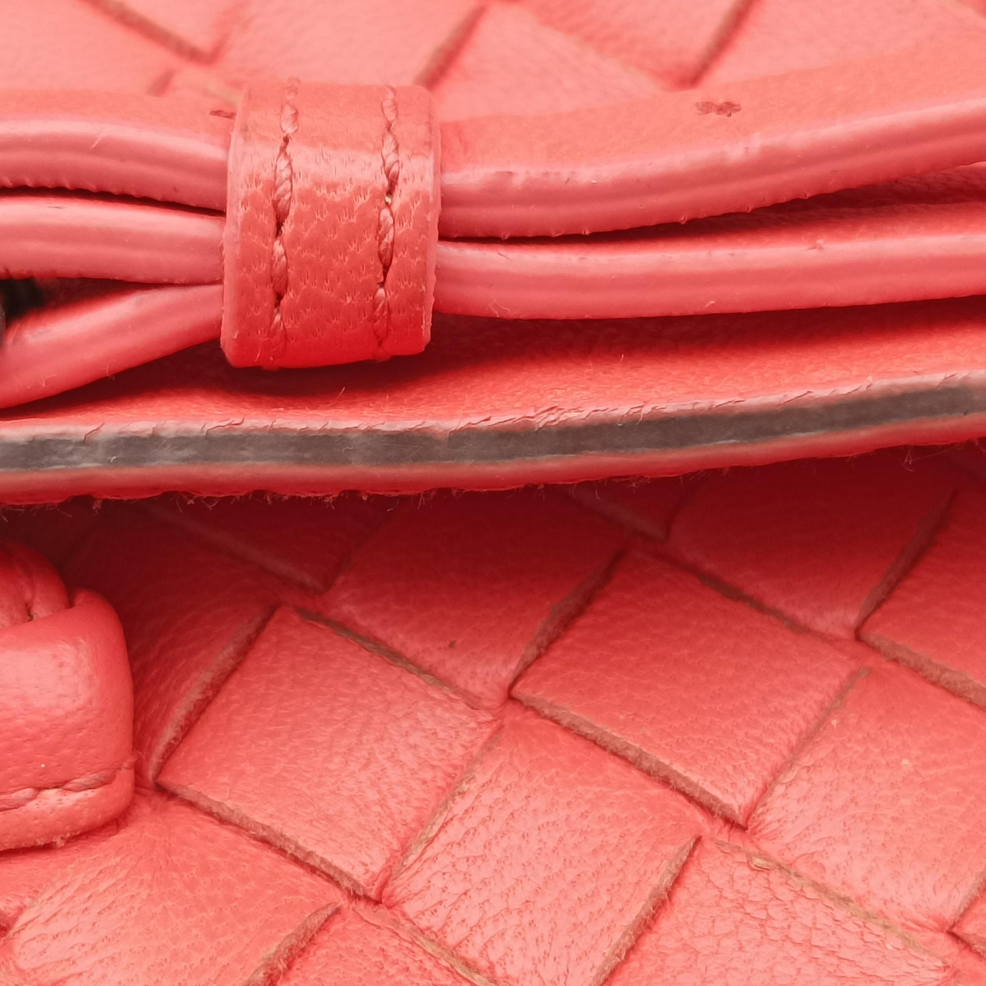 Pre-owned Bottega Veneta NODINI Intrecciato Red lambskin  shoulderbag | stylenewstar