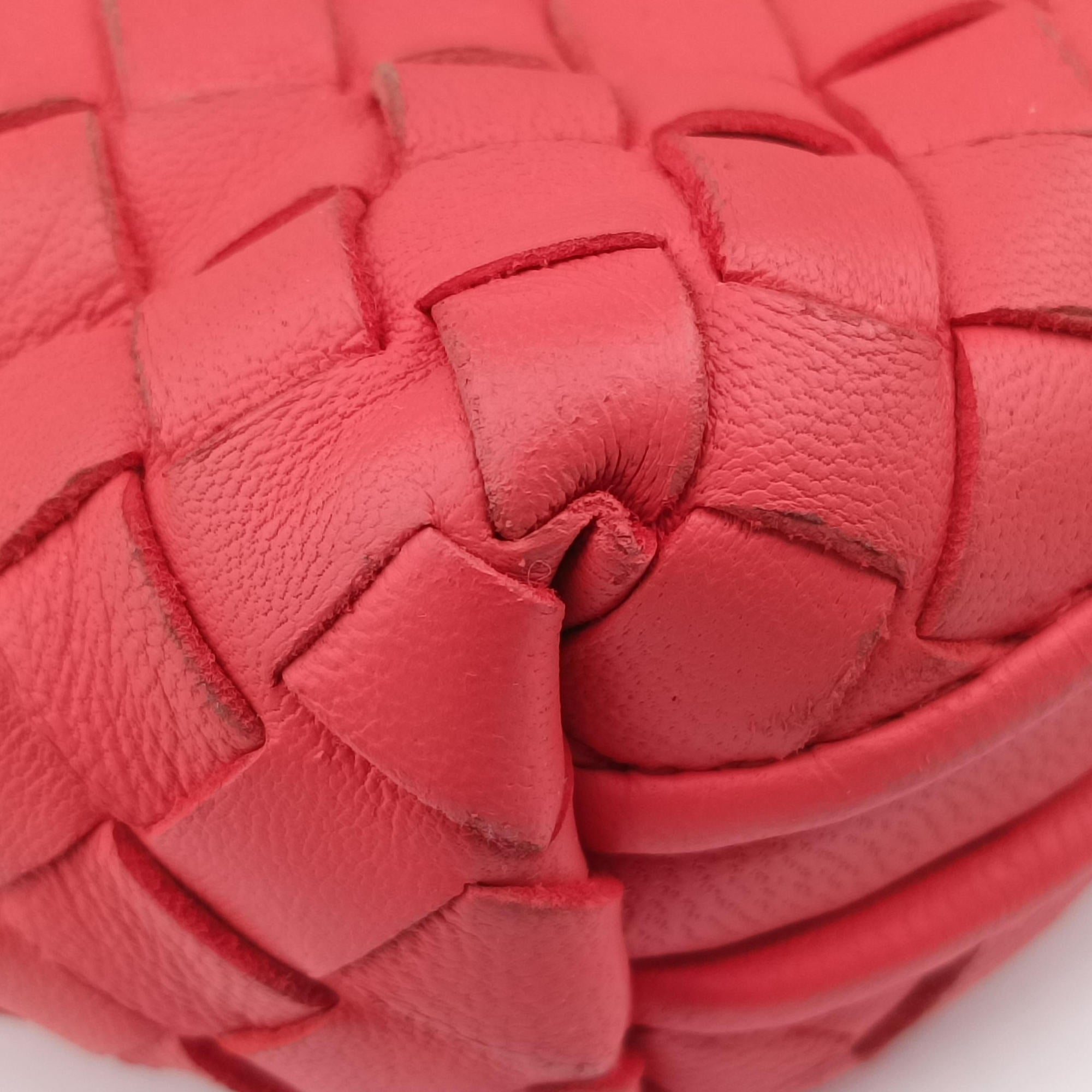 Pre-owned Bottega Veneta NODINI Intrecciato Red lambskin  shoulderbag | stylenewstar