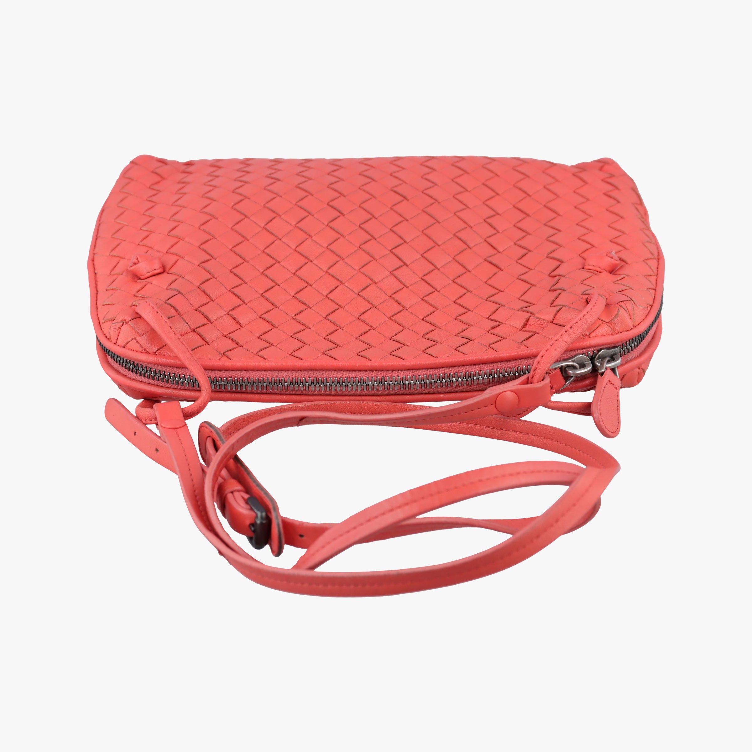 Pre-owned Bottega Veneta NODINI Intrecciato Red lambskin  shoulderbag | stylenewstar
