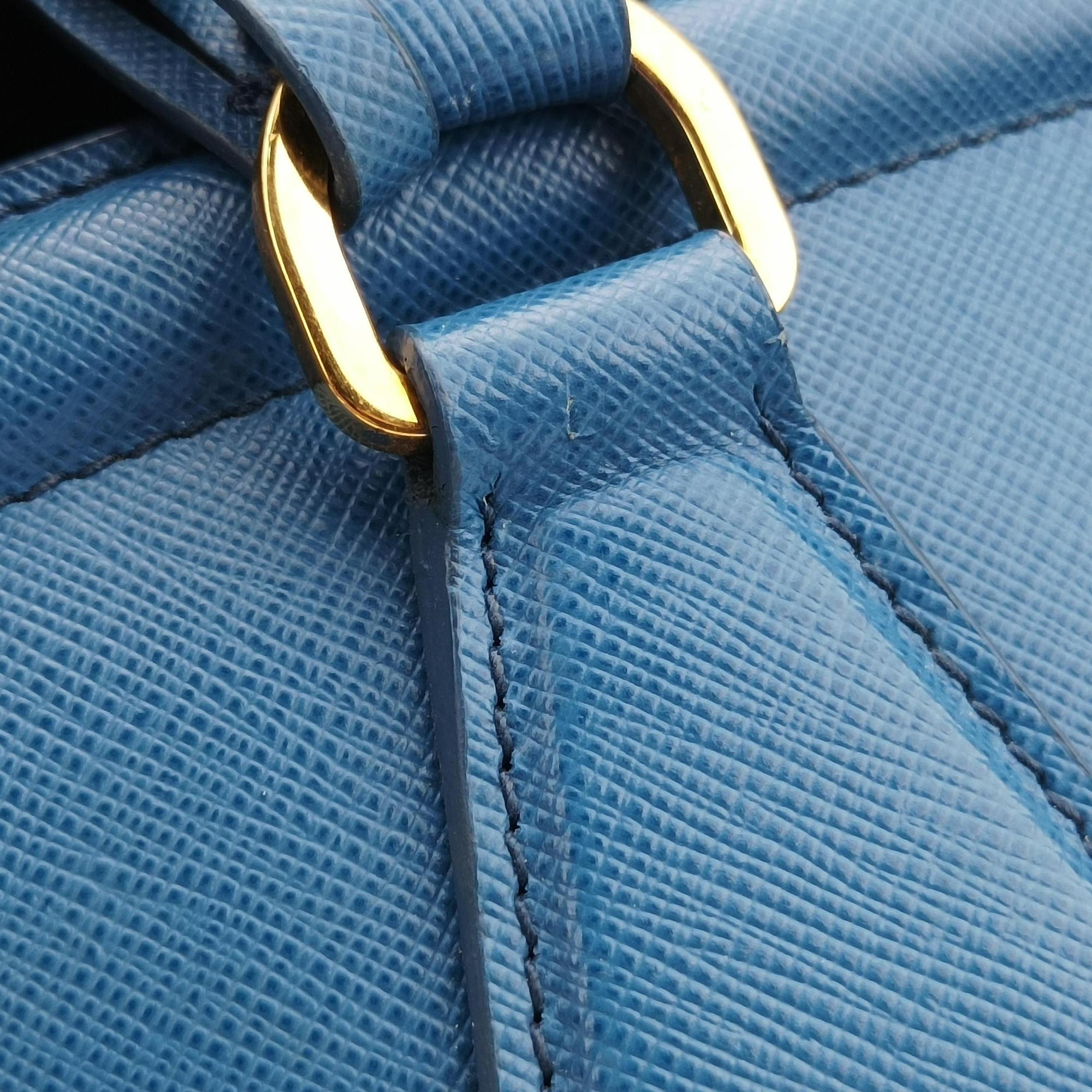 Pre-owned Prada Promenade Blue SAFFIANO Leather BN2538 handbag | stylenewstar