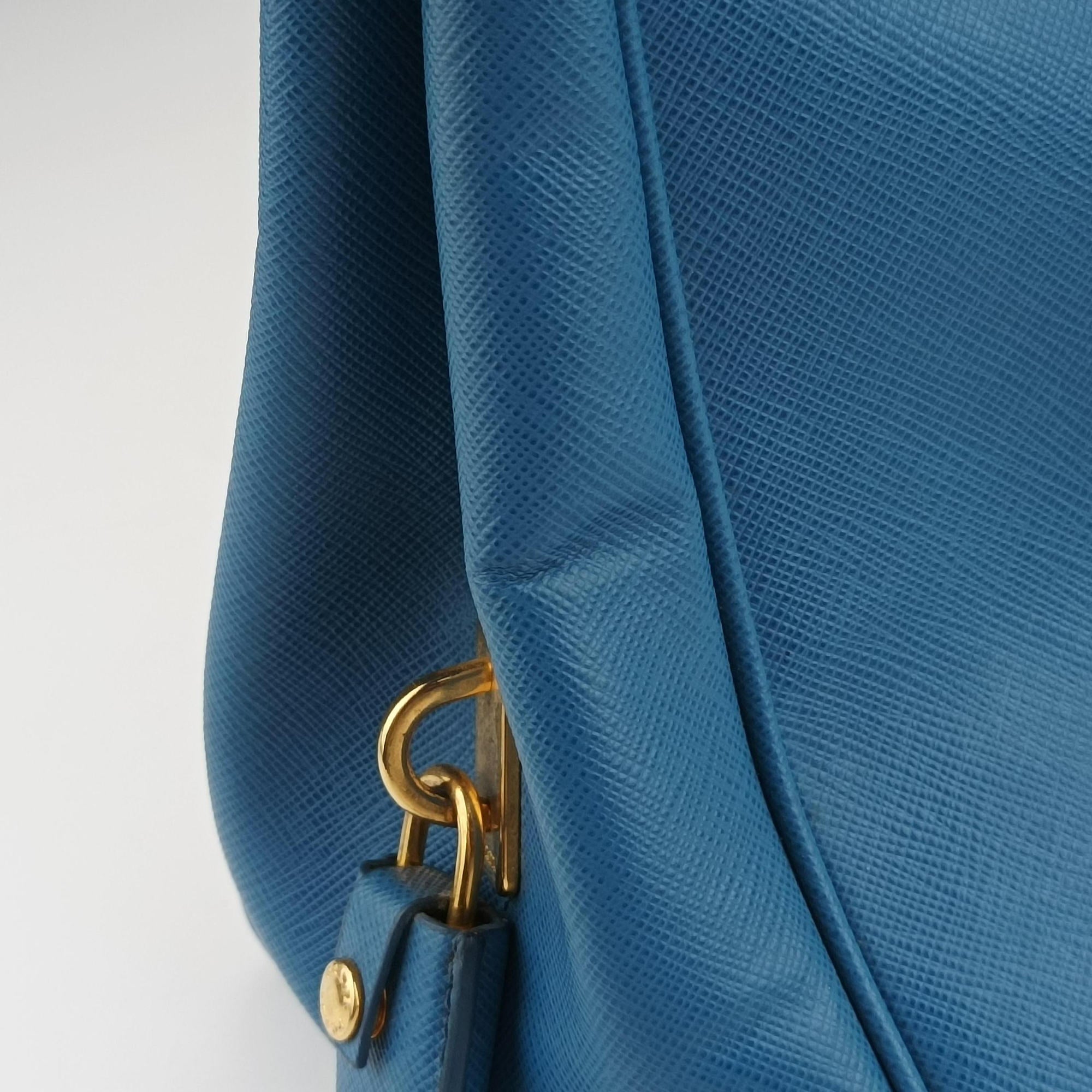 Pre-owned Prada Promenade Blue SAFFIANO Leather BN2538 handbag | stylenewstar