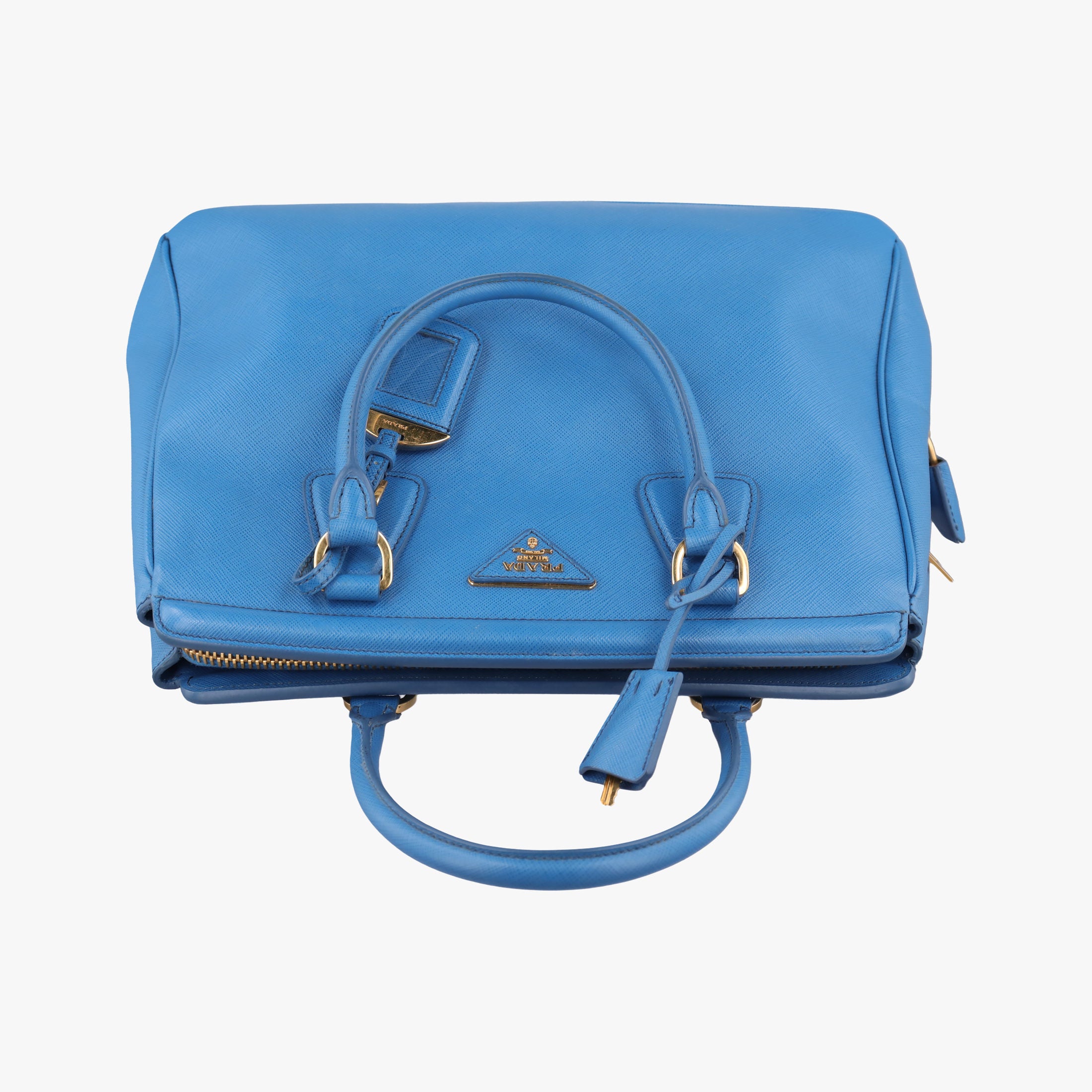 Pre-owned Prada Promenade Blue SAFFIANO Leather BN2538 handbag | stylenewstar