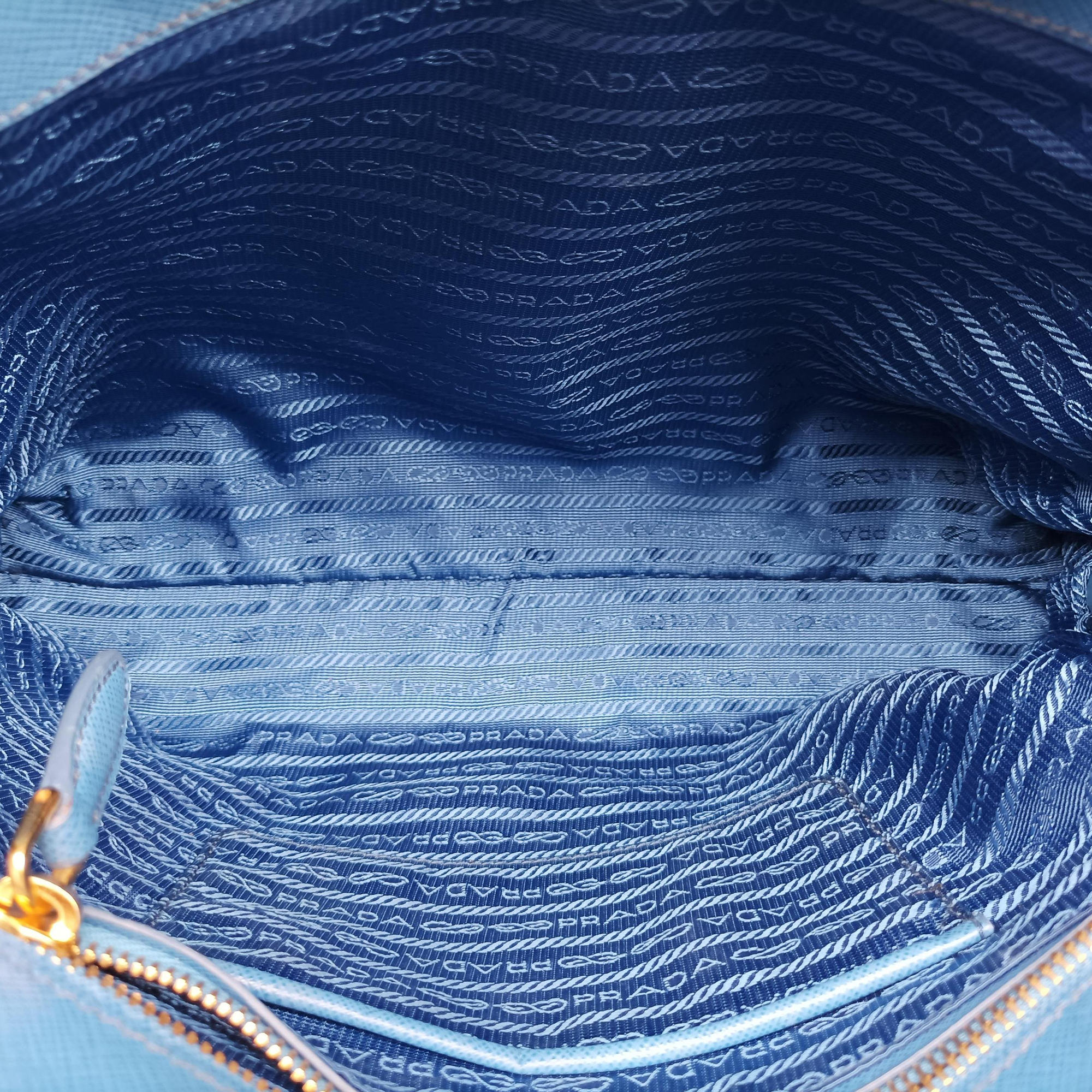 Pre-owned Prada Promenade Blue SAFFIANO Leather BN2538 handbag | stylenewstar
