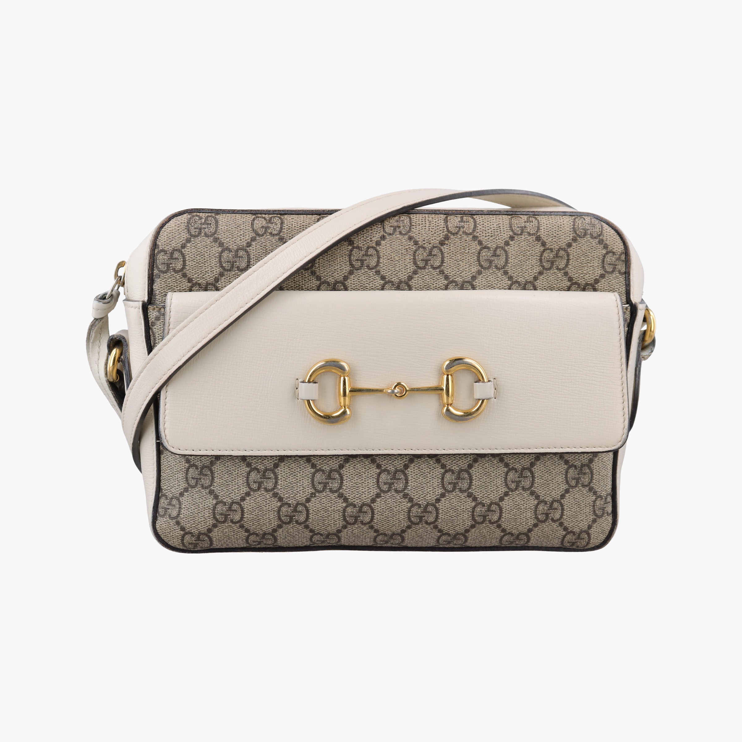 Vintage Gucci Horsebit 1955 beige×white PVC coated canvas×Leather 645454 shoulderbag | stylenewstar