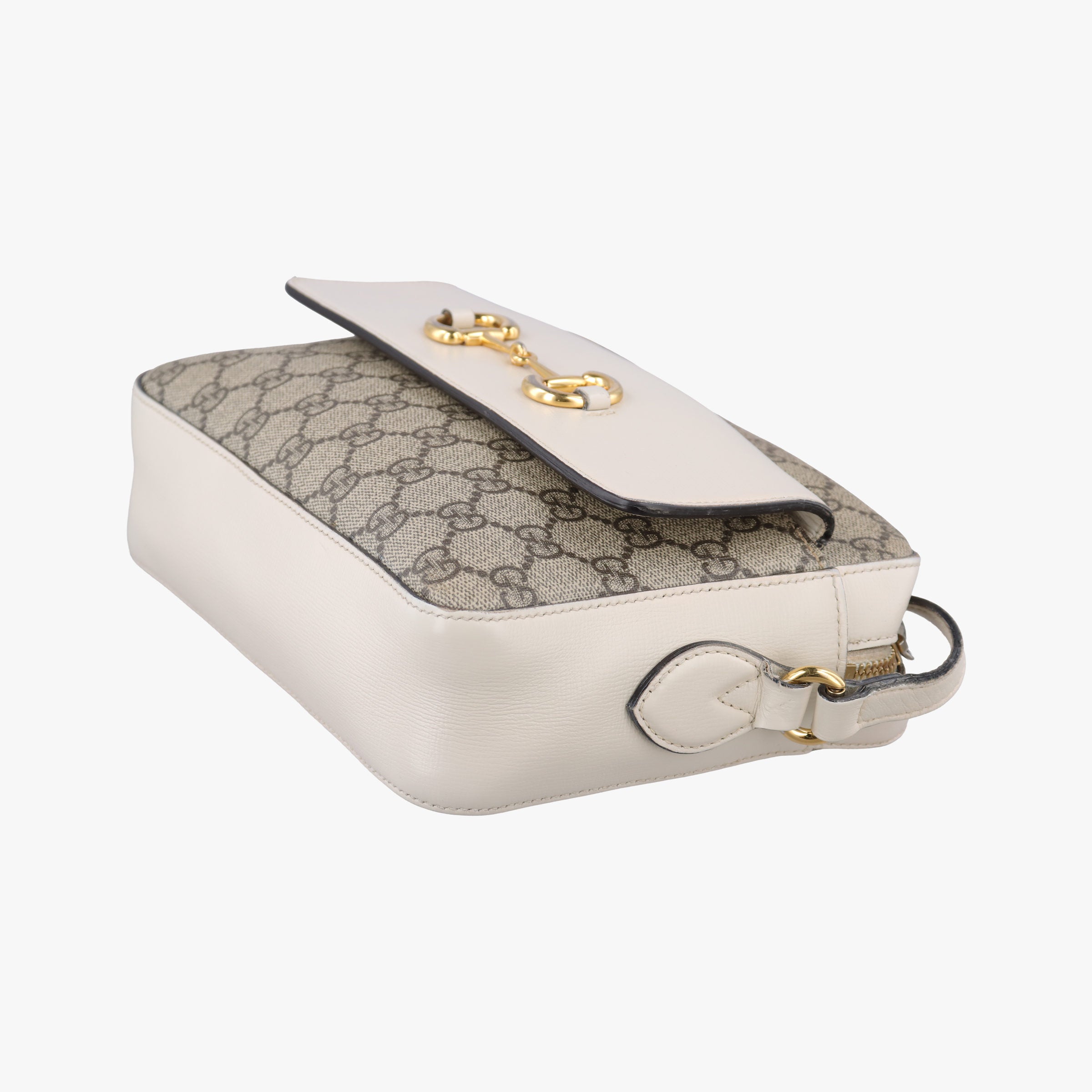 Vintage Gucci Horsebit 1955 beige×white PVC coated canvas×Leather 645454 shoulderbag | stylenewstar