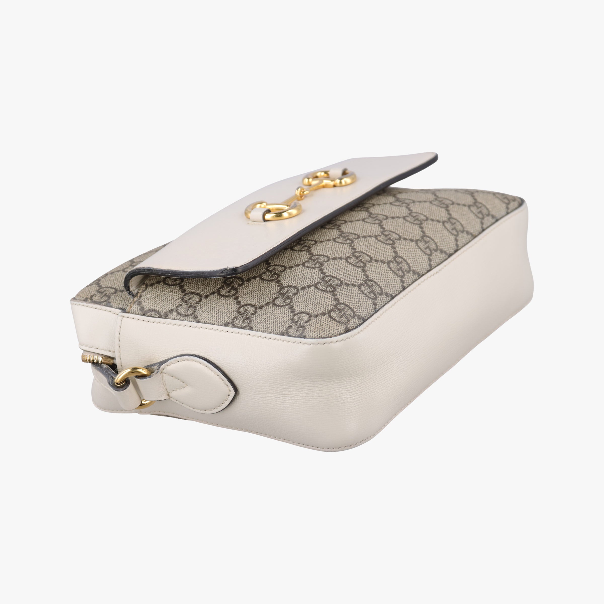 Vintage Gucci Horsebit 1955 beige×white PVC coated canvas×Leather 645454 shoulderbag | stylenewstar