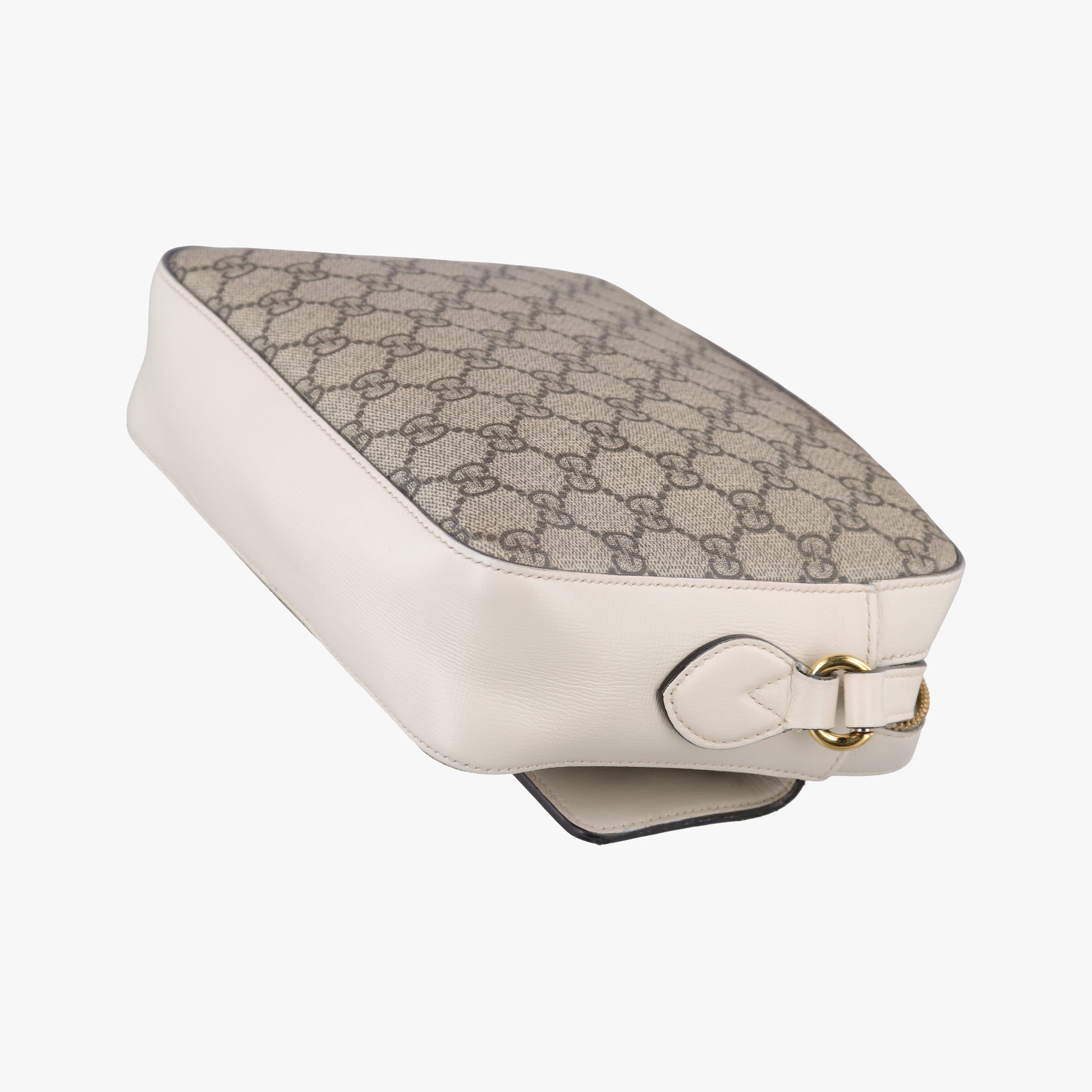 Vintage Gucci Horsebit 1955 beige×white PVC coated canvas×Leather 645454 shoulderbag | stylenewstar