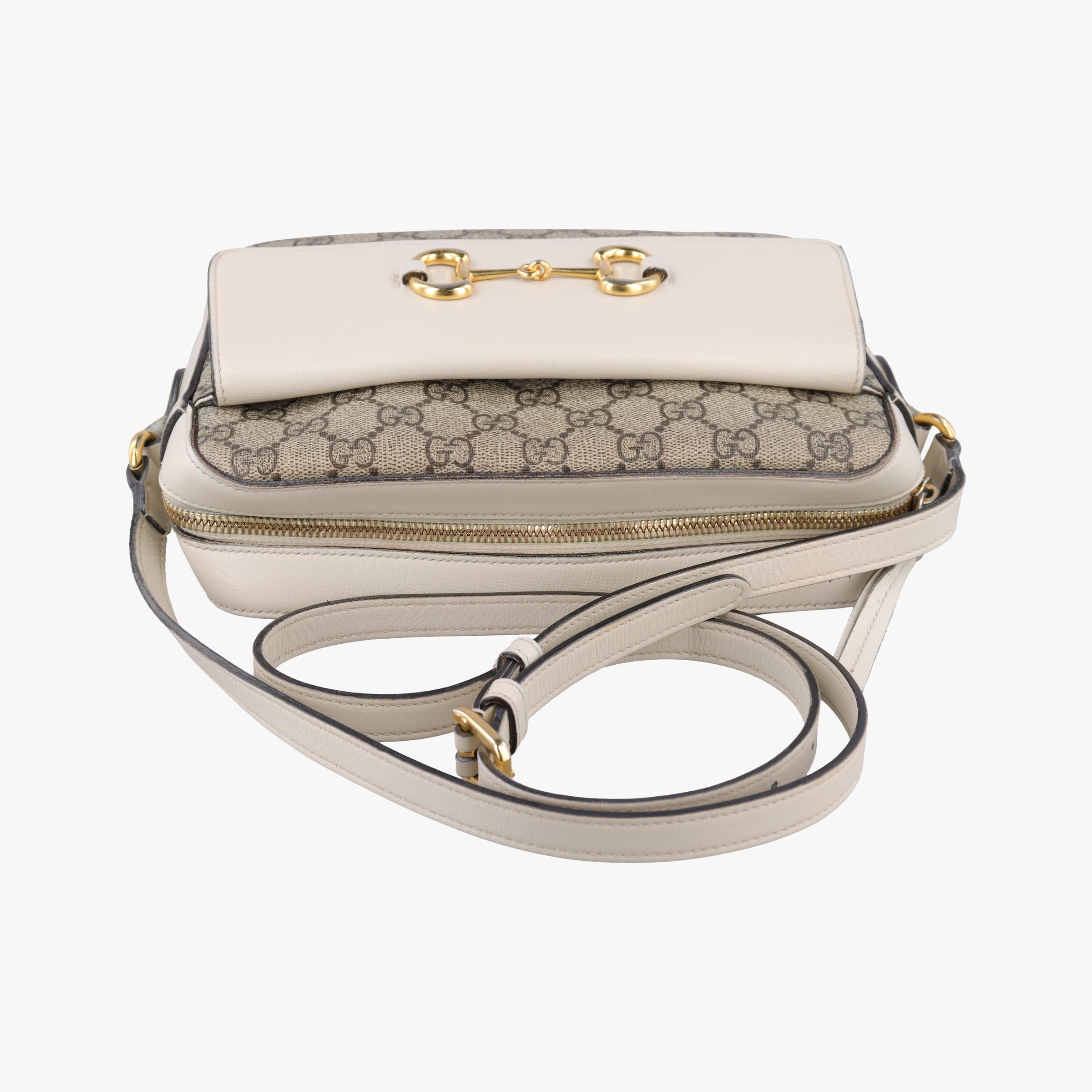 Vintage Gucci Horsebit 1955 beige×white PVC coated canvas×Leather 645454 shoulderbag | stylenewstar