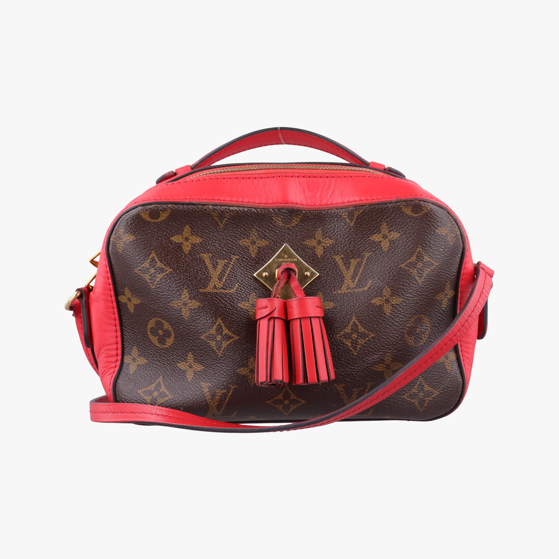 Pre-owned Louis Vuitton SAINTONGE brown×COQUELICOT Monogram Canvas×calf leather M43556 shoulderbag | stylenewstar