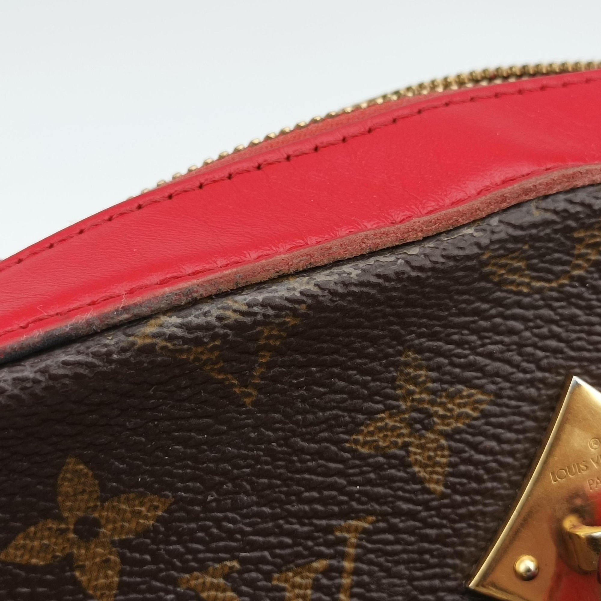 Pre-owned Louis Vuitton SAINTONGE brown×COQUELICOT Monogram Canvas×calf leather M43556 shoulderbag | stylenewstar