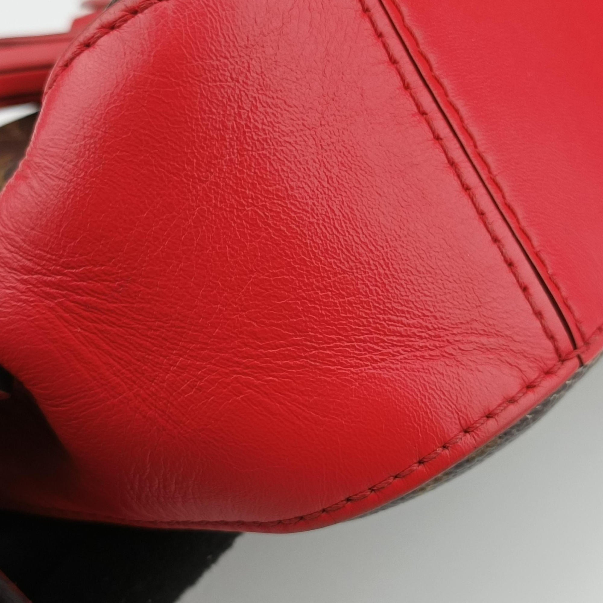 Pre-owned Louis Vuitton SAINTONGE brown×COQUELICOT Monogram Canvas×calf leather M43556 shoulderbag | stylenewstar