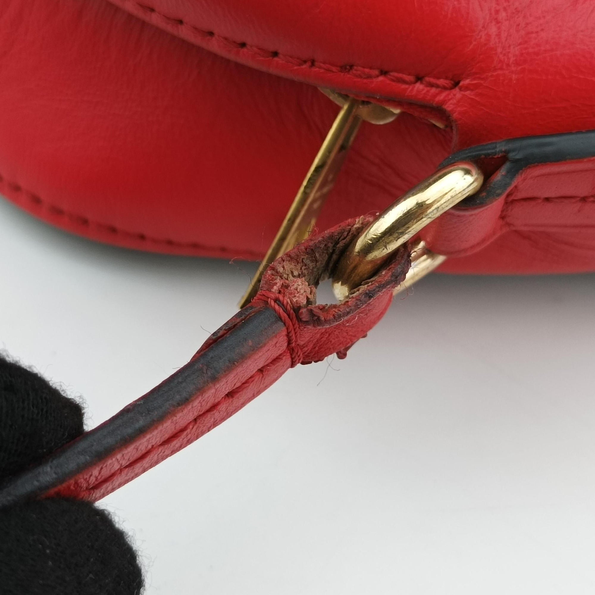 Pre-owned Louis Vuitton SAINTONGE brown×COQUELICOT Monogram Canvas×calf leather M43556 shoulderbag | stylenewstar
