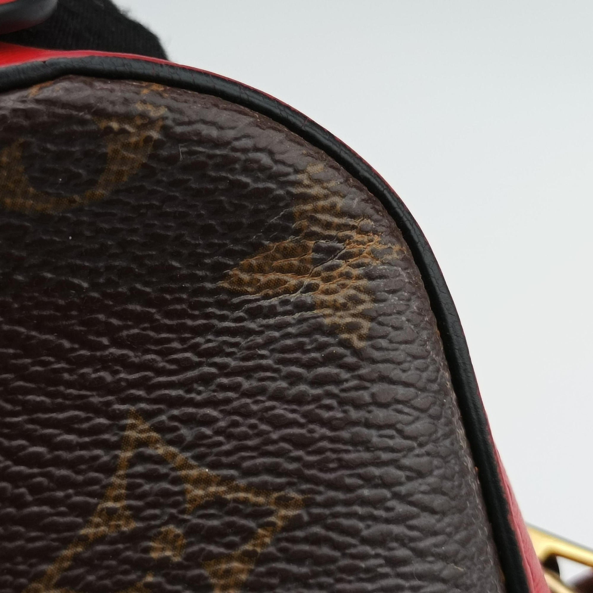 Pre-owned Louis Vuitton SAINTONGE brown×COQUELICOT Monogram Canvas×calf leather M43556 shoulderbag | stylenewstar