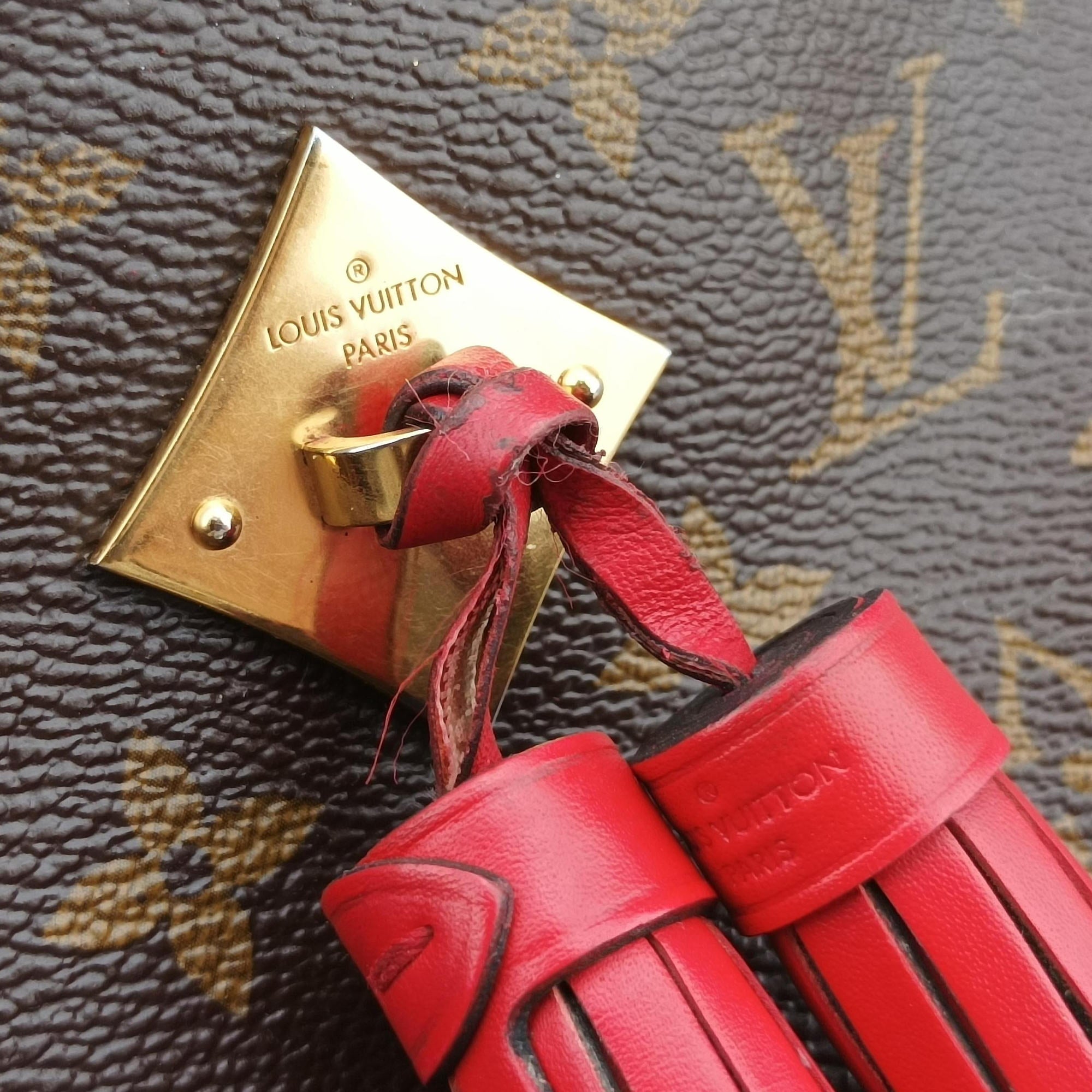 Pre-owned Louis Vuitton SAINTONGE brown×COQUELICOT Monogram Canvas×calf leather M43556 shoulderbag | stylenewstar