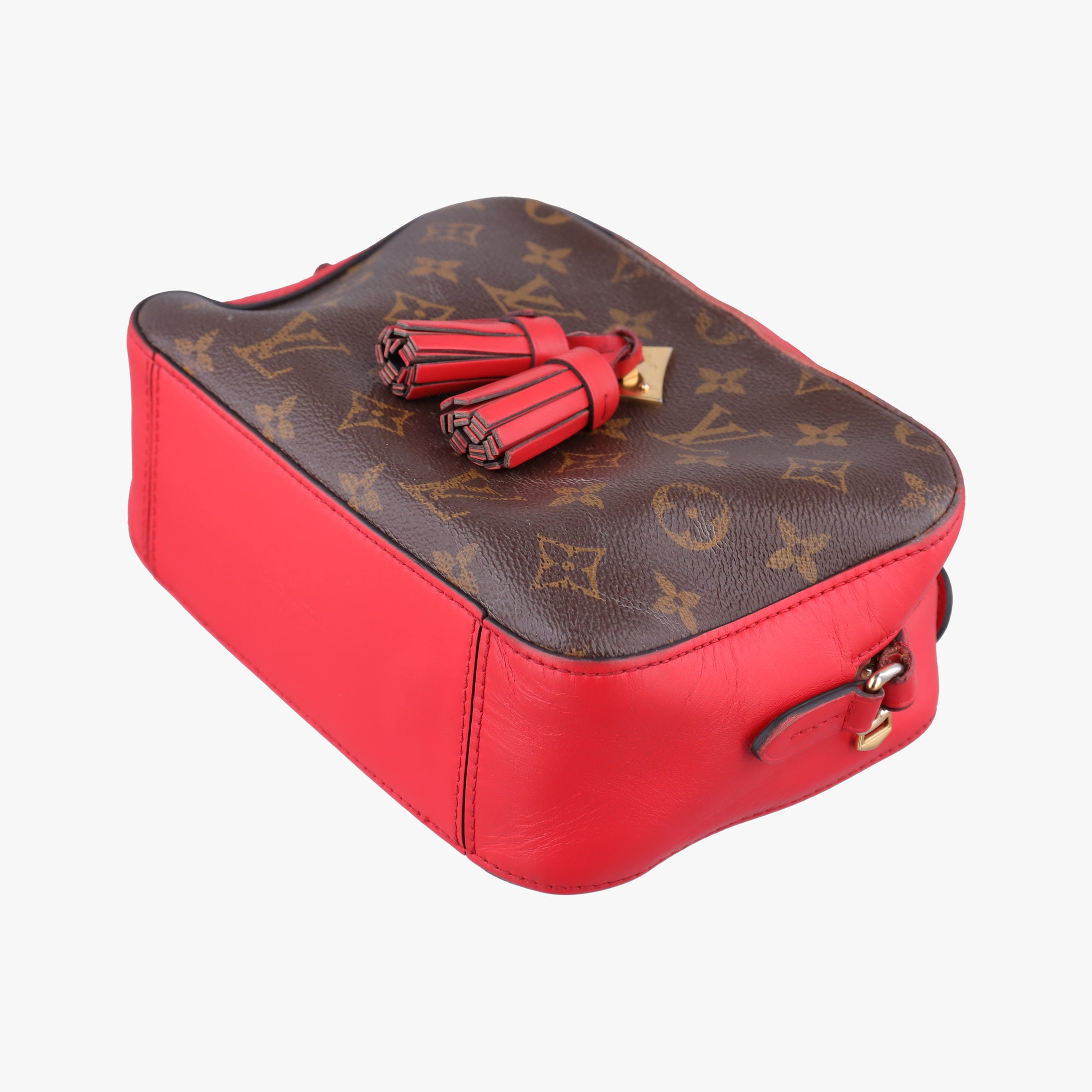 Pre-owned Louis Vuitton SAINTONGE brown×COQUELICOT Monogram Canvas×calf leather M43556 shoulderbag | stylenewstar