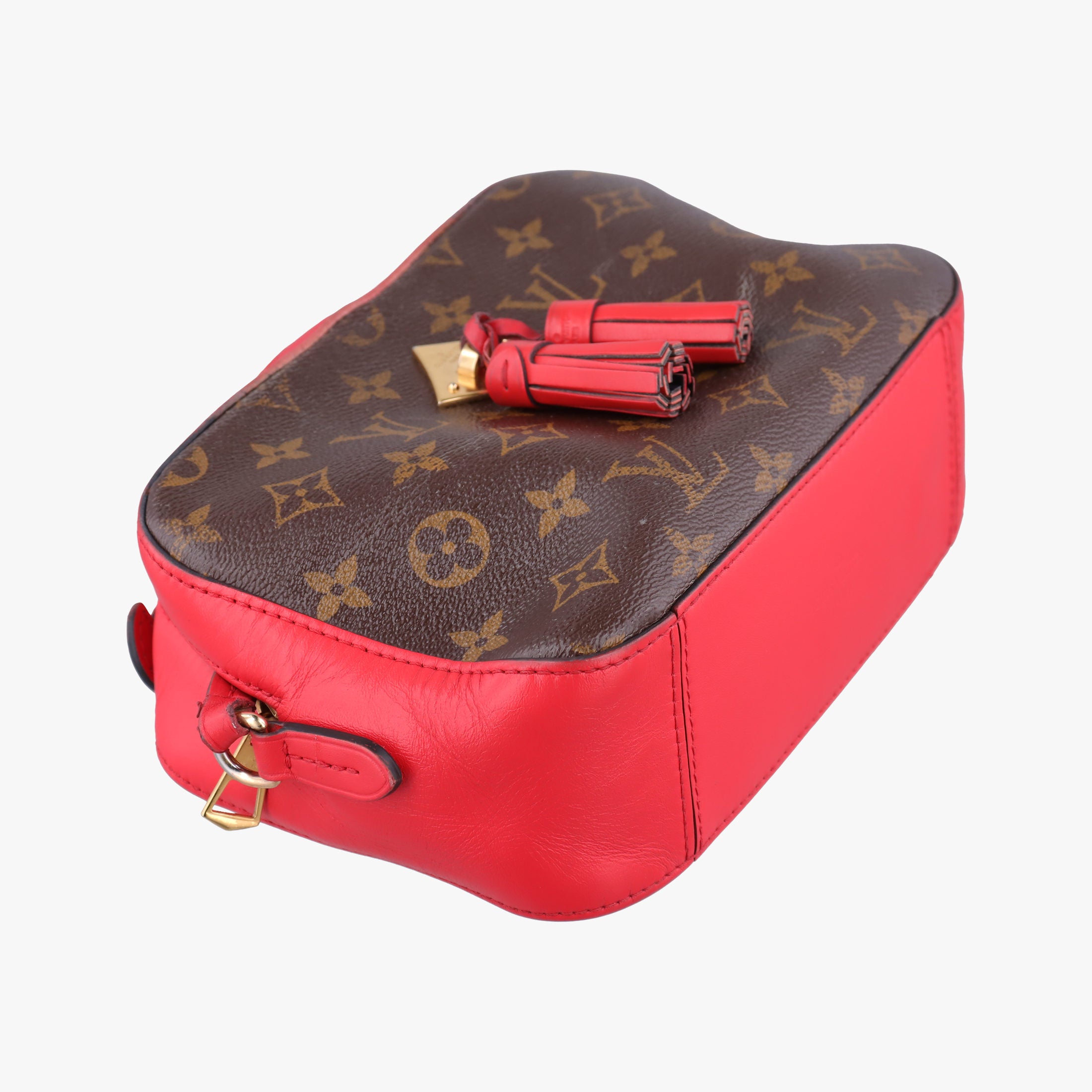 Pre-owned Louis Vuitton SAINTONGE brown×COQUELICOT Monogram Canvas×calf leather M43556 shoulderbag | stylenewstar