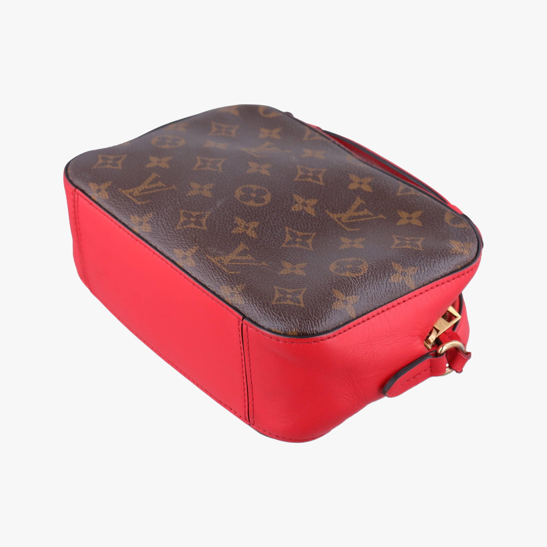 Pre-owned Louis Vuitton SAINTONGE brown×COQUELICOT Monogram Canvas×calf leather M43556 shoulderbag | stylenewstar