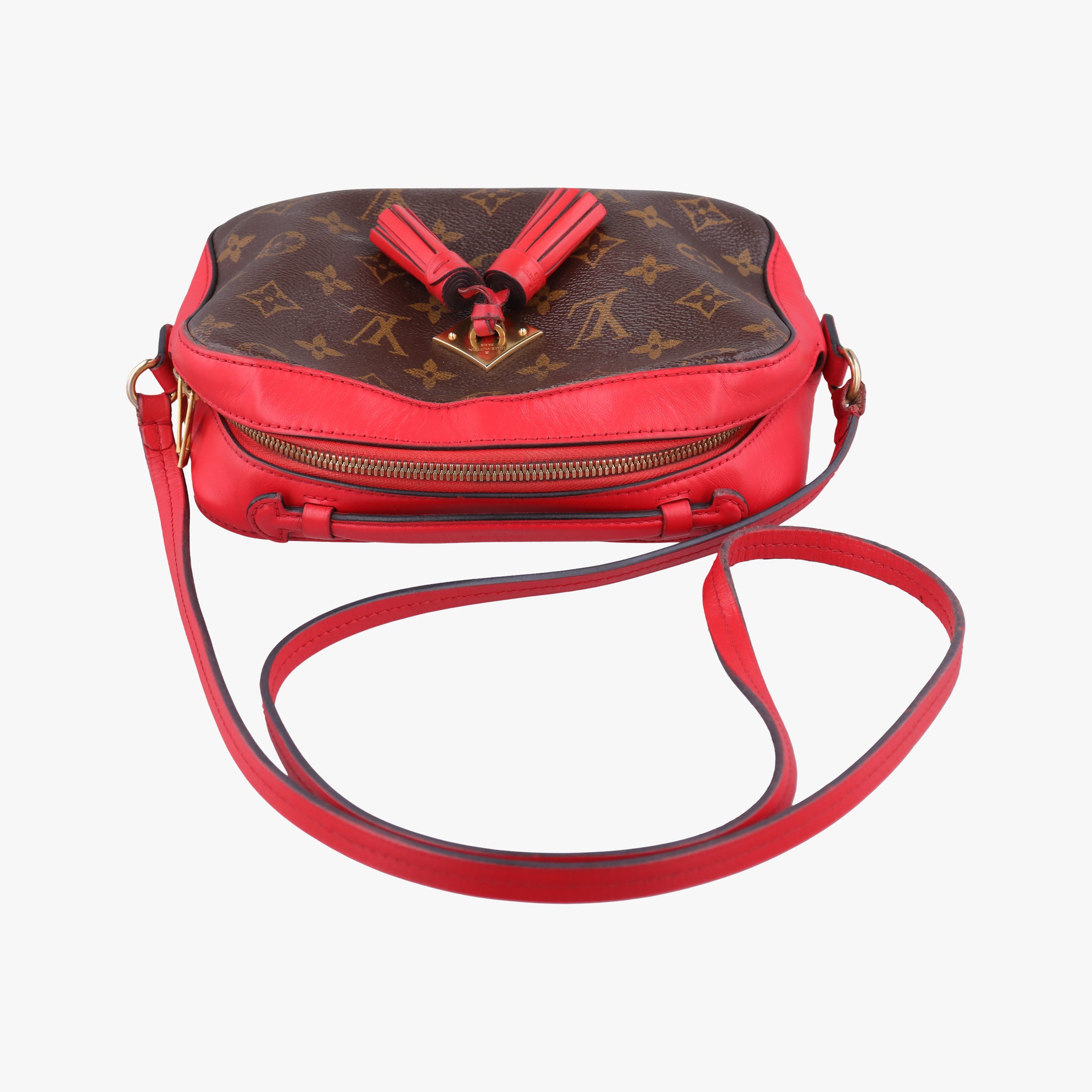 Pre-owned Louis Vuitton SAINTONGE brown×COQUELICOT Monogram Canvas×calf leather M43556 shoulderbag | stylenewstar