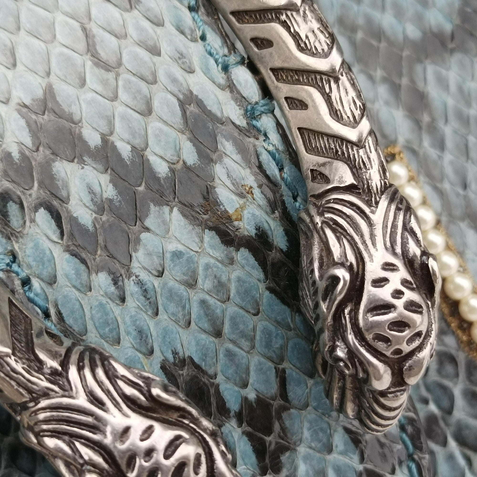 Pre-owned Gucci Dionysus Blue×Multicolour Snakeskin 481606 shoulderbag | stylenewstar