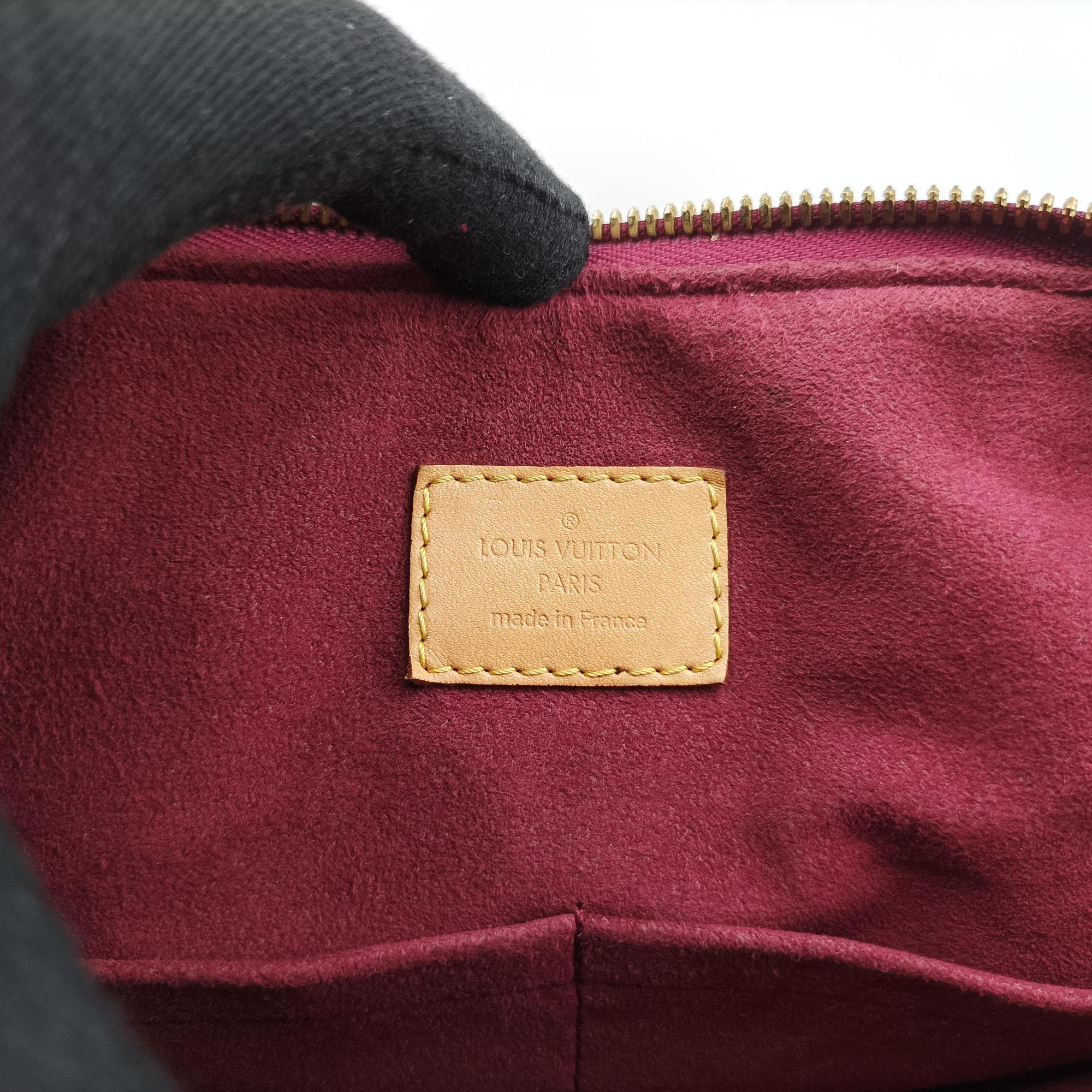 Pre-owned Louis Vuitton PALLAS brown×CERISE Monogram Canvas×calf leather M41175 shoulderbag | stylenewstar