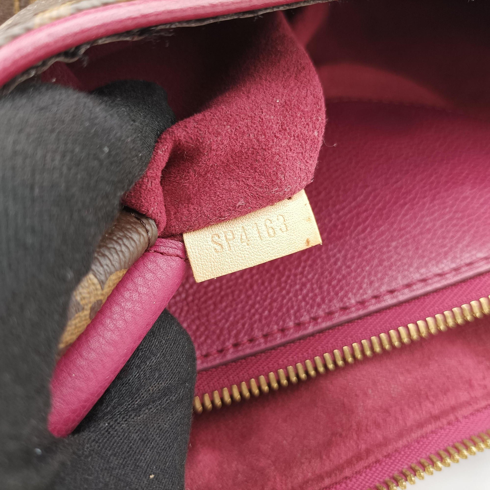 Pre-owned Louis Vuitton PALLAS brown×CERISE Monogram Canvas×calf leather M41175 shoulderbag | stylenewstar
