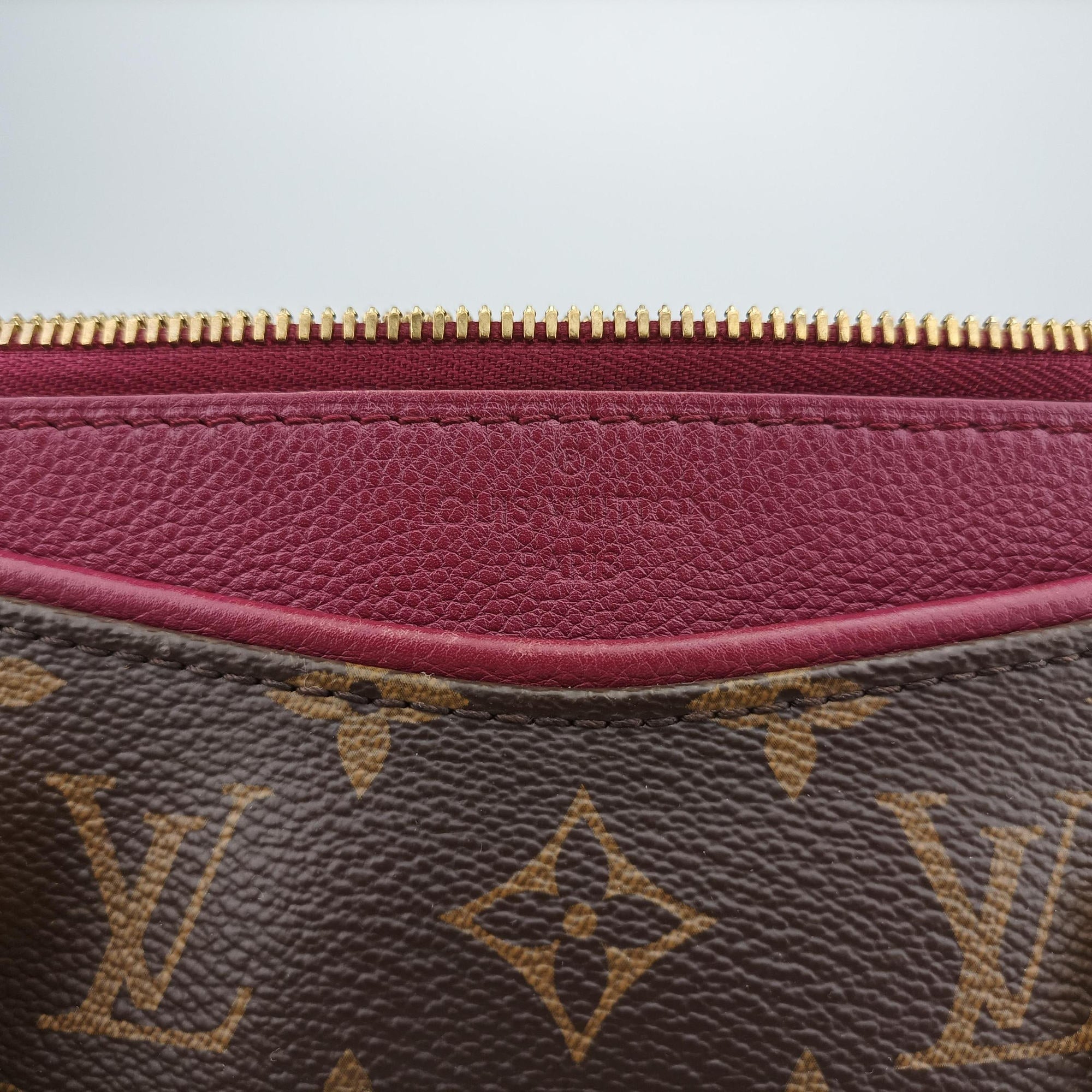 Pre-owned Louis Vuitton PALLAS brown×CERISE Monogram Canvas×calf leather M41175 shoulderbag | stylenewstar
