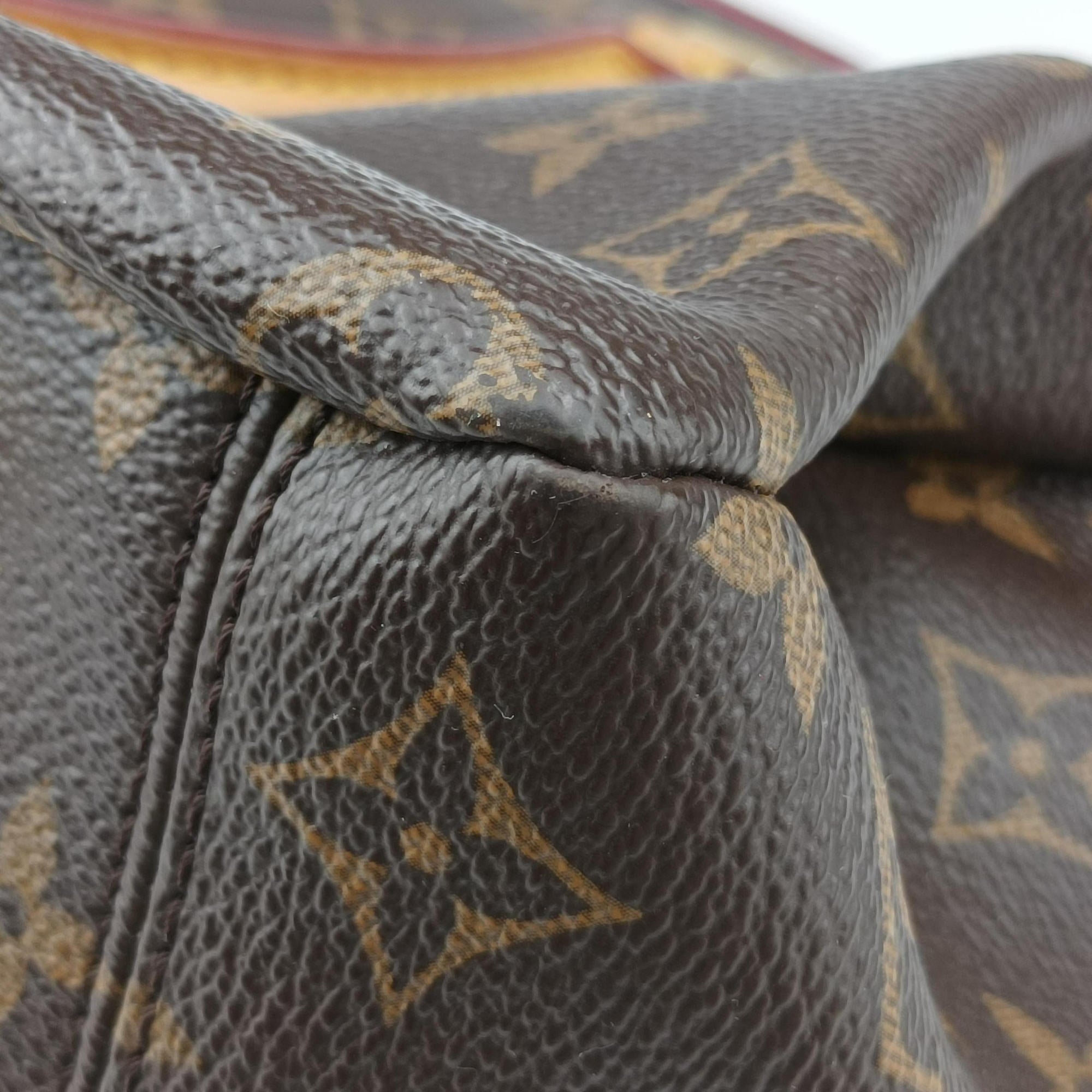 Pre-owned Louis Vuitton PALLAS brown×CERISE Monogram Canvas×calf leather M41175 shoulderbag | stylenewstar