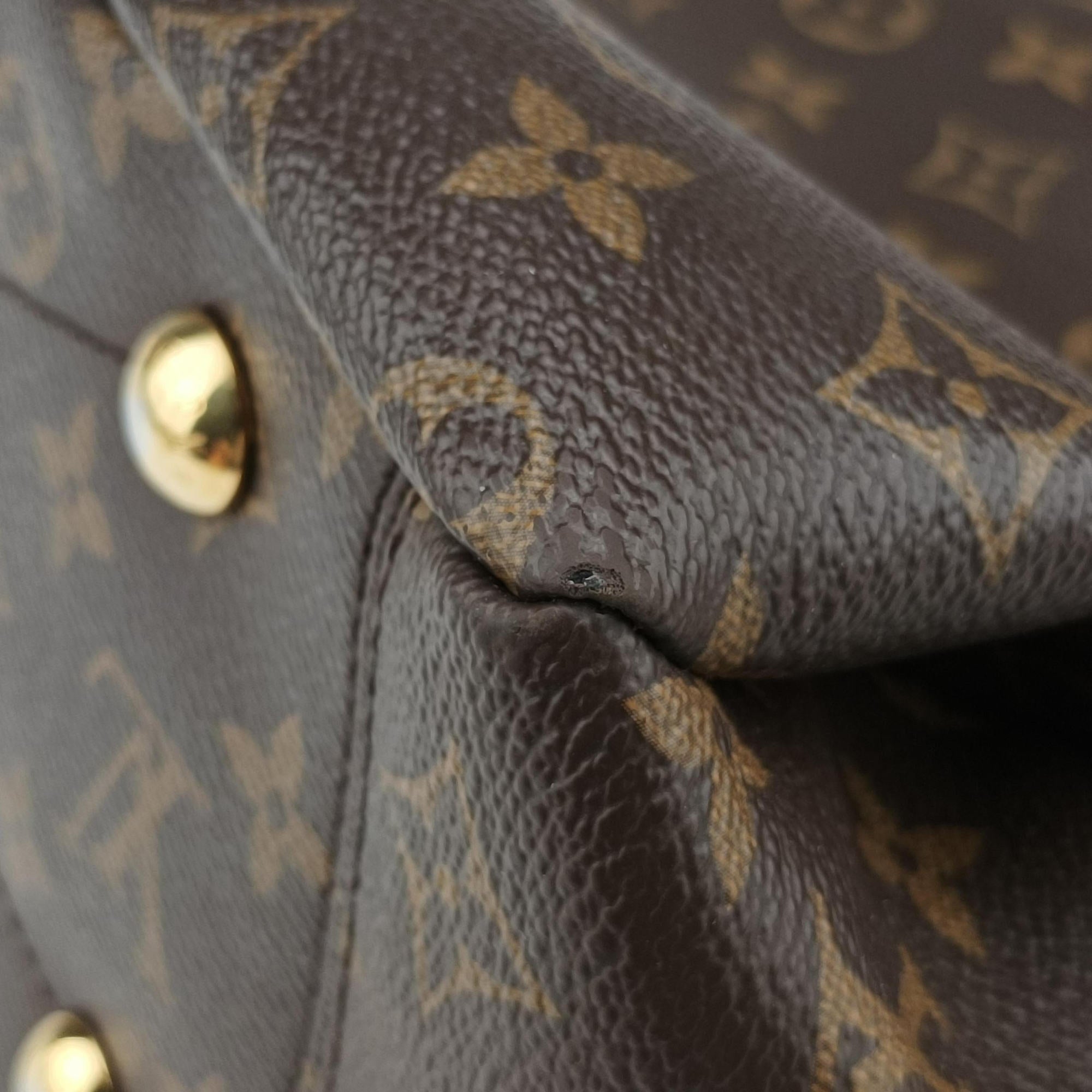 Pre-owned Louis Vuitton PALLAS brown×CERISE Monogram Canvas×calf leather M41175 shoulderbag | stylenewstar