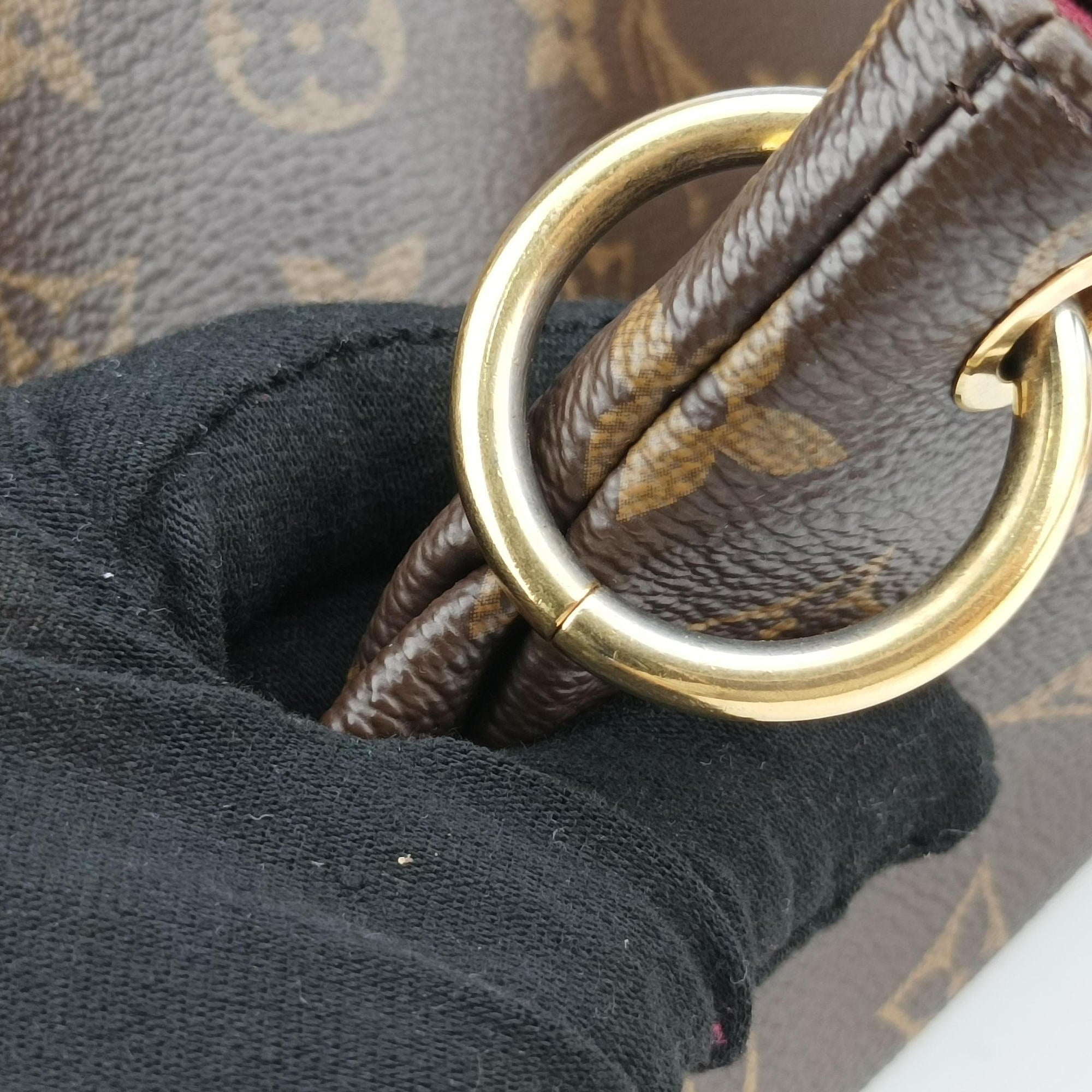 Pre-owned Louis Vuitton PALLAS brown×CERISE Monogram Canvas×calf leather M41175 shoulderbag | stylenewstar