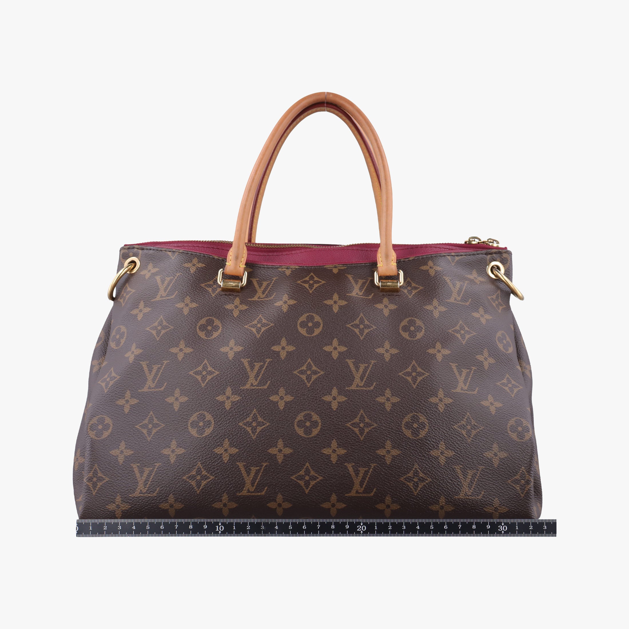 Pre-owned Louis Vuitton PALLAS brown×CERISE Monogram Canvas×calf leather M41175 shoulderbag | stylenewstar