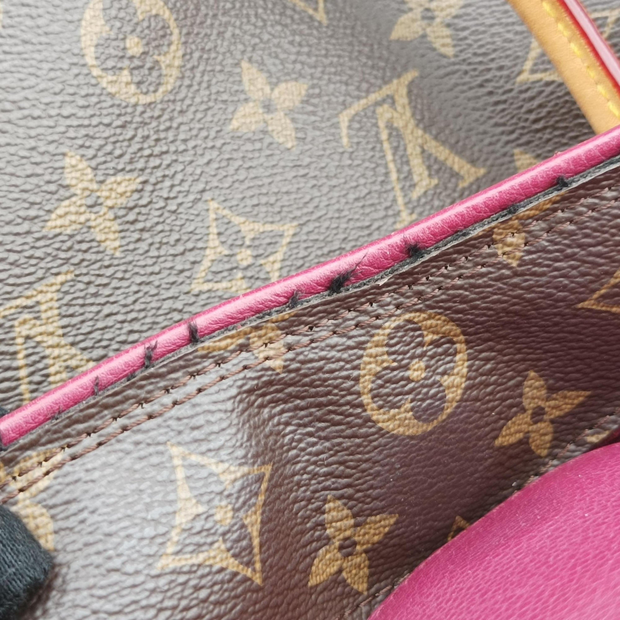 Pre-owned Louis Vuitton PALLAS brown×CERISE Monogram Canvas×calf leather M41175 shoulderbag | stylenewstar