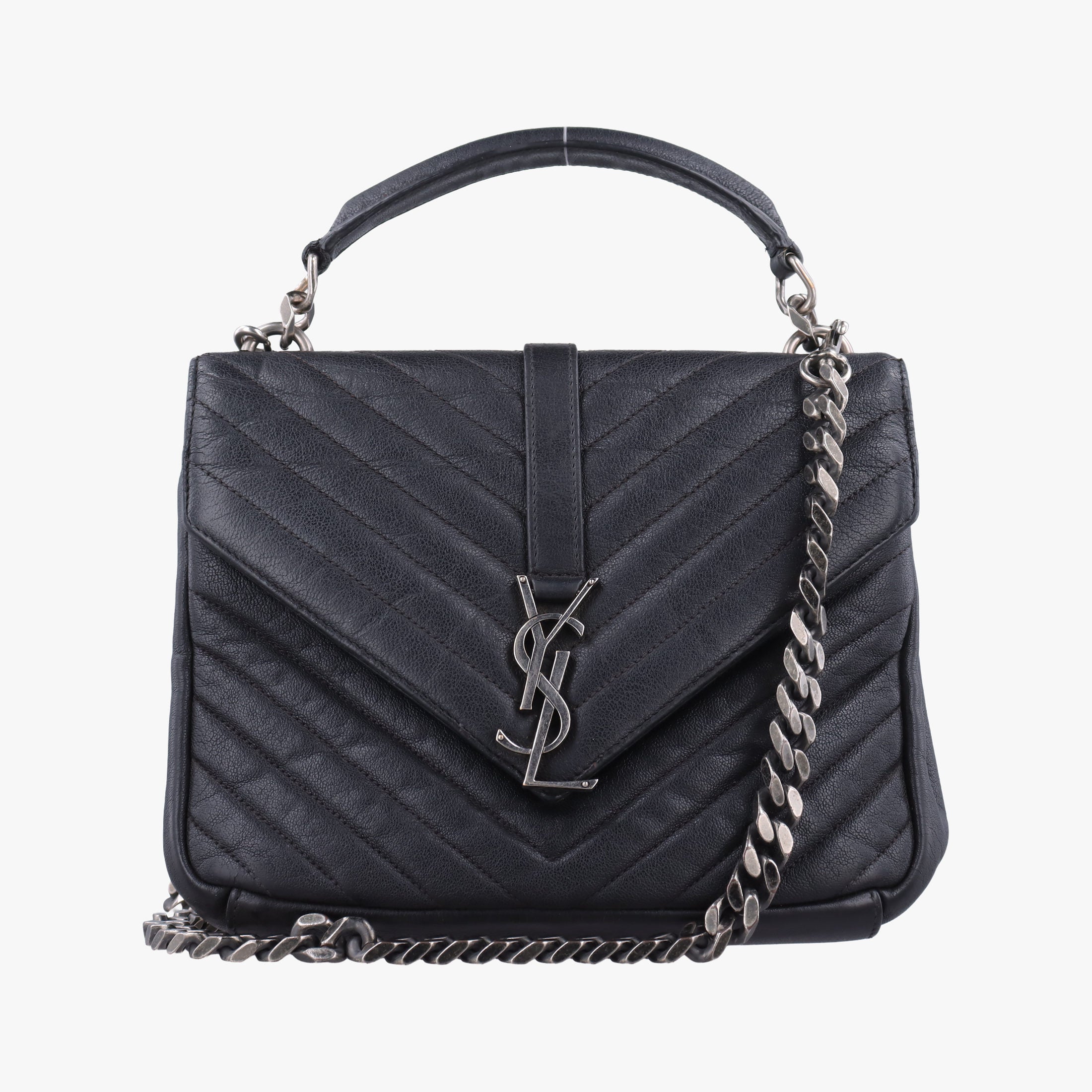 Vintage Yves Saint Laurent COLLEGE Black Leather 428056 shoulderbag | stylenewstar